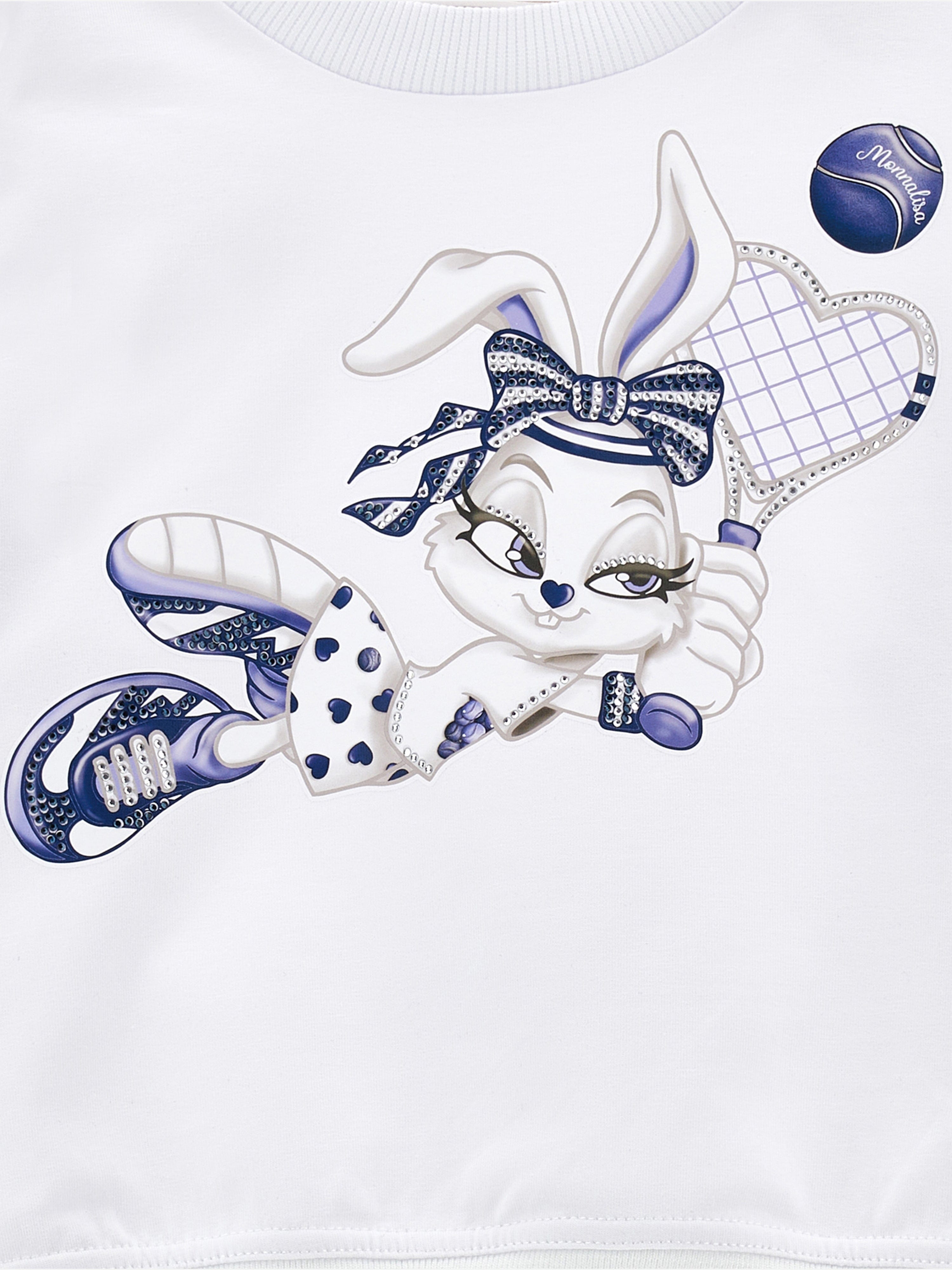 Girls Baseball Bunny Sweatshirt in White