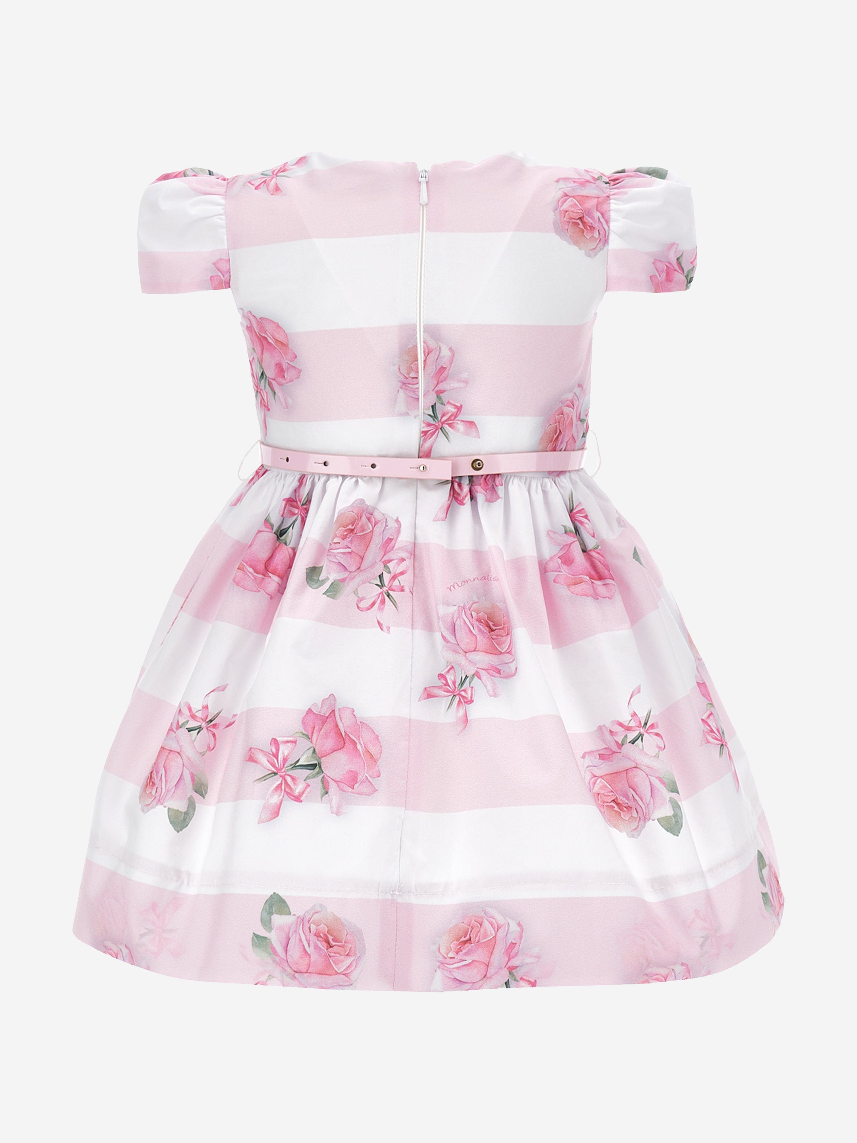 Baby Girls Striped Rose Dress in Pink
