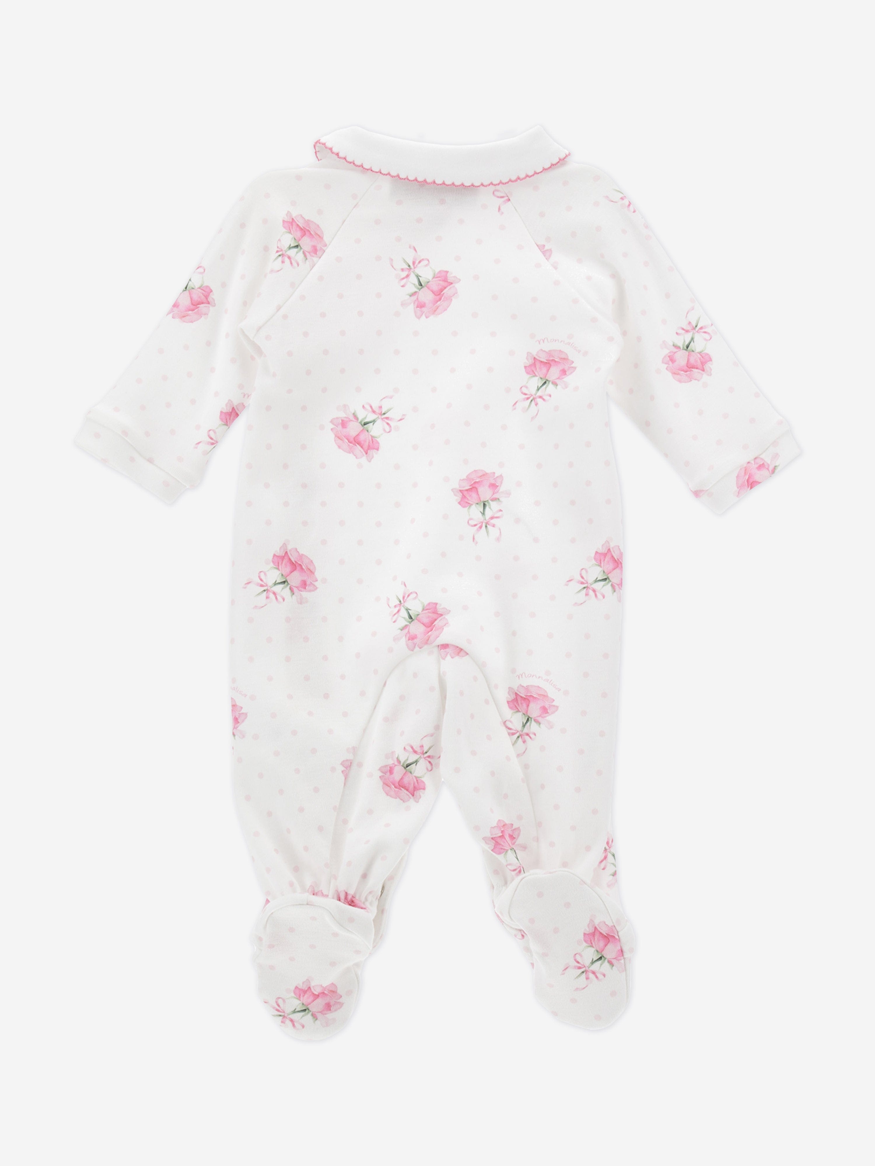 Baby Girls Rose Print Babygrow in White