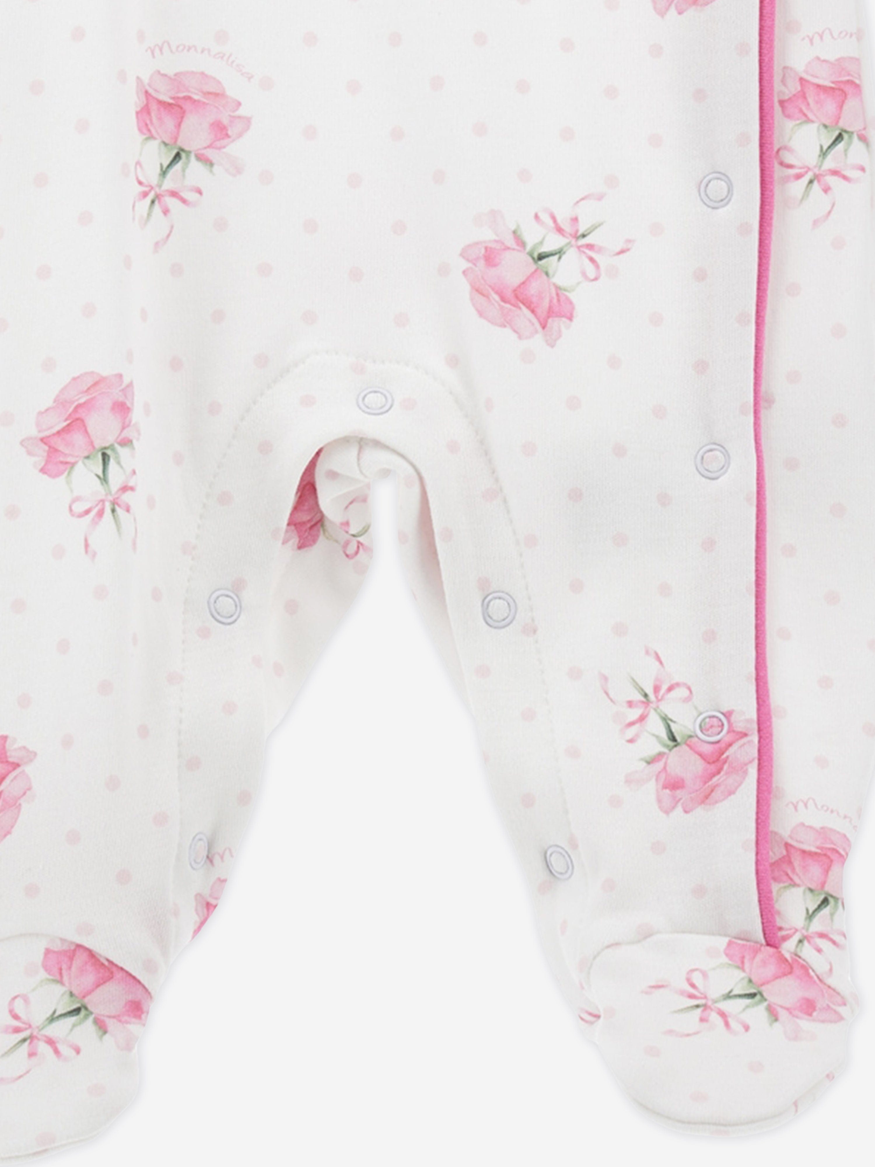 Baby Girls Rose Print Babygrow in White