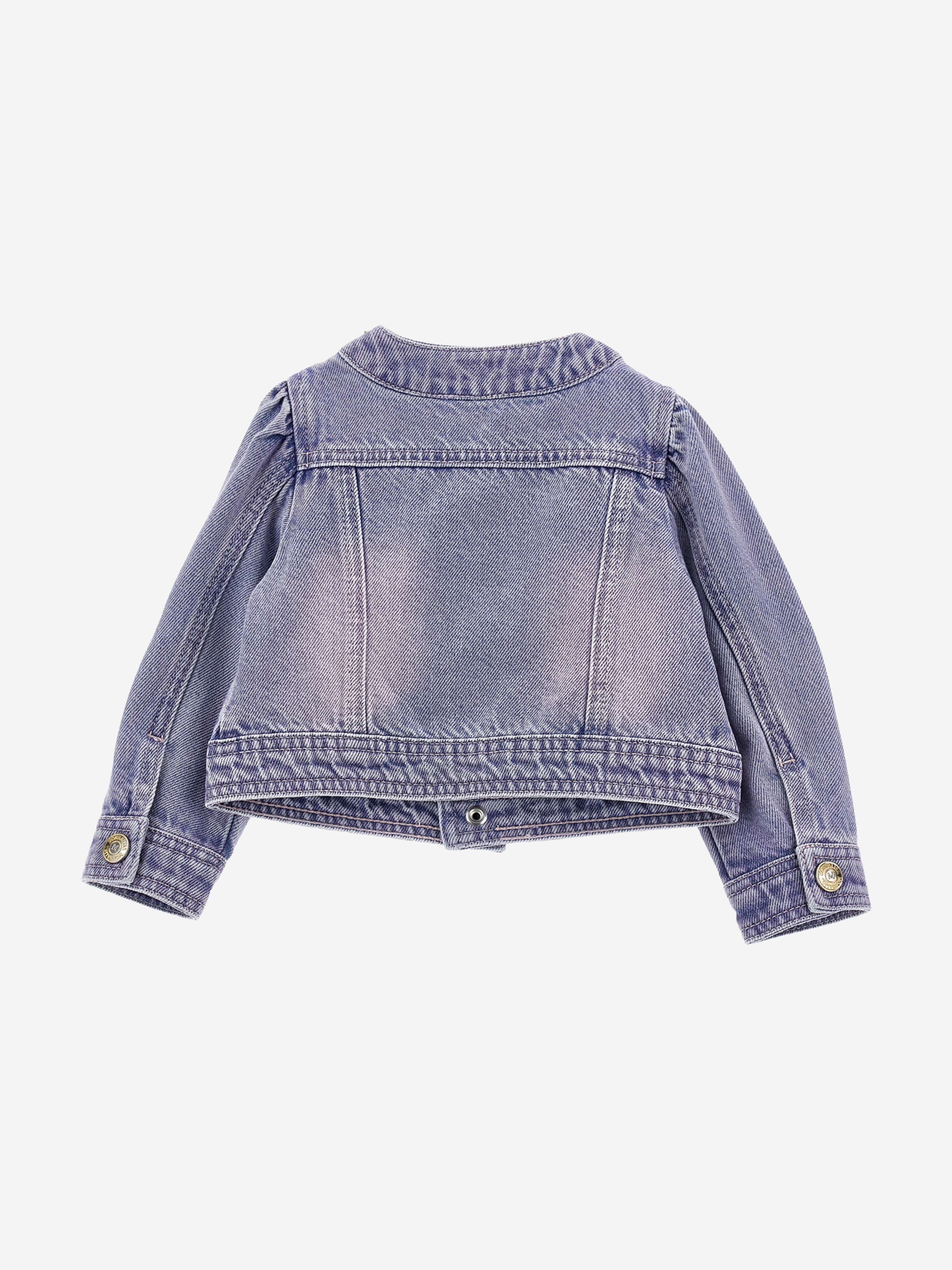 Baby Girls Rose Fleece Denim Jacket in Blue