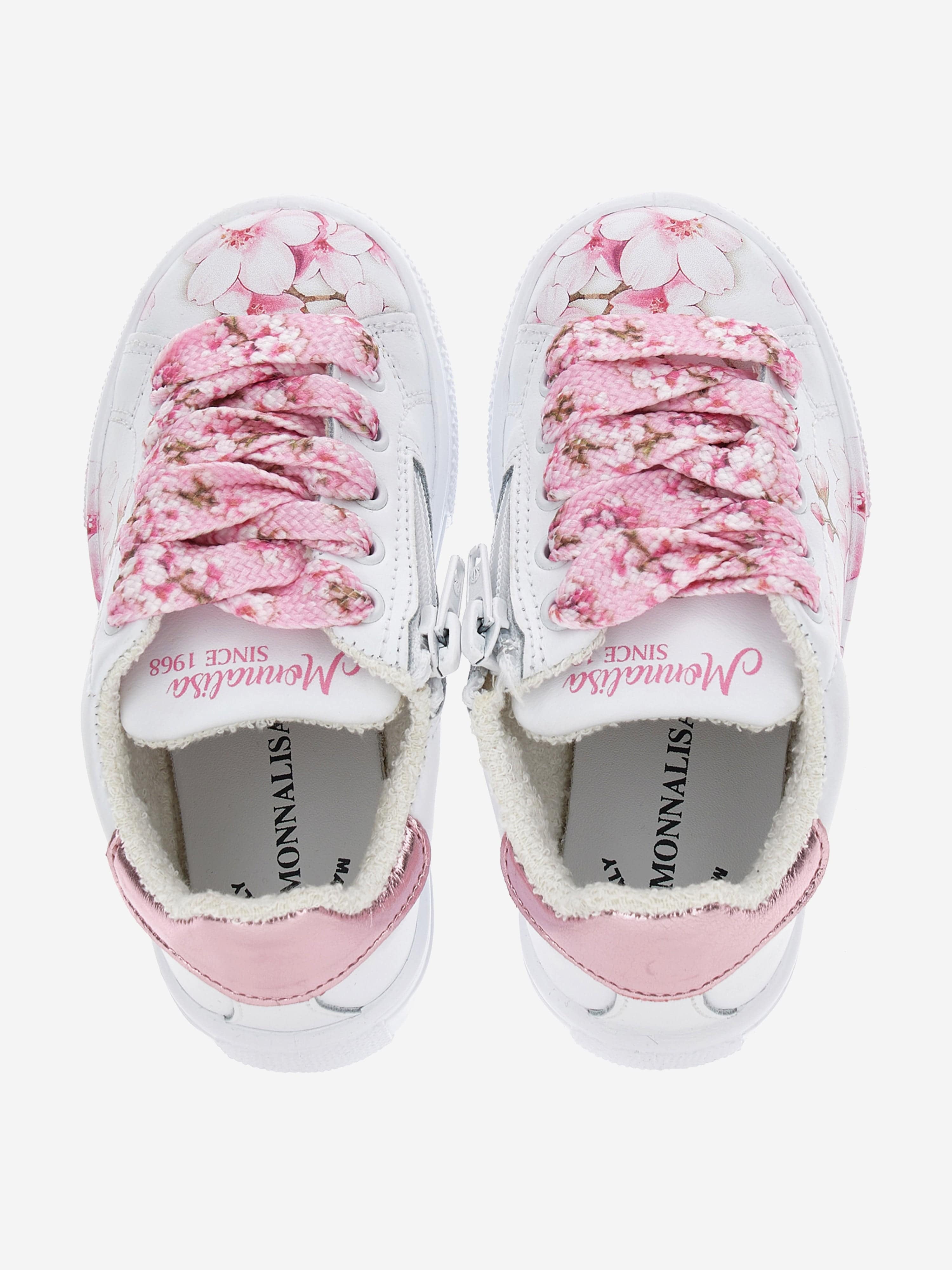 Girls Leather Peach Blossom Trainers in White