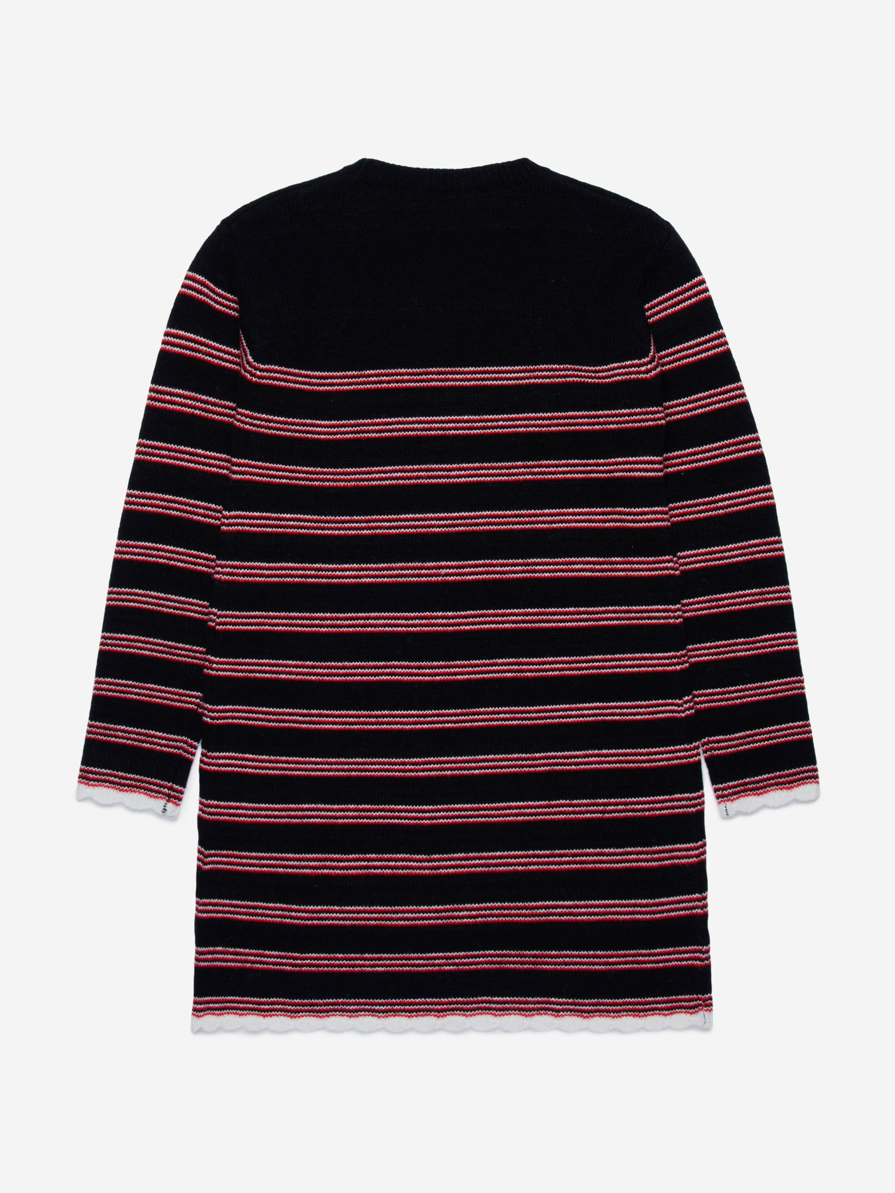 Girls Knitted Striped Dress in Black