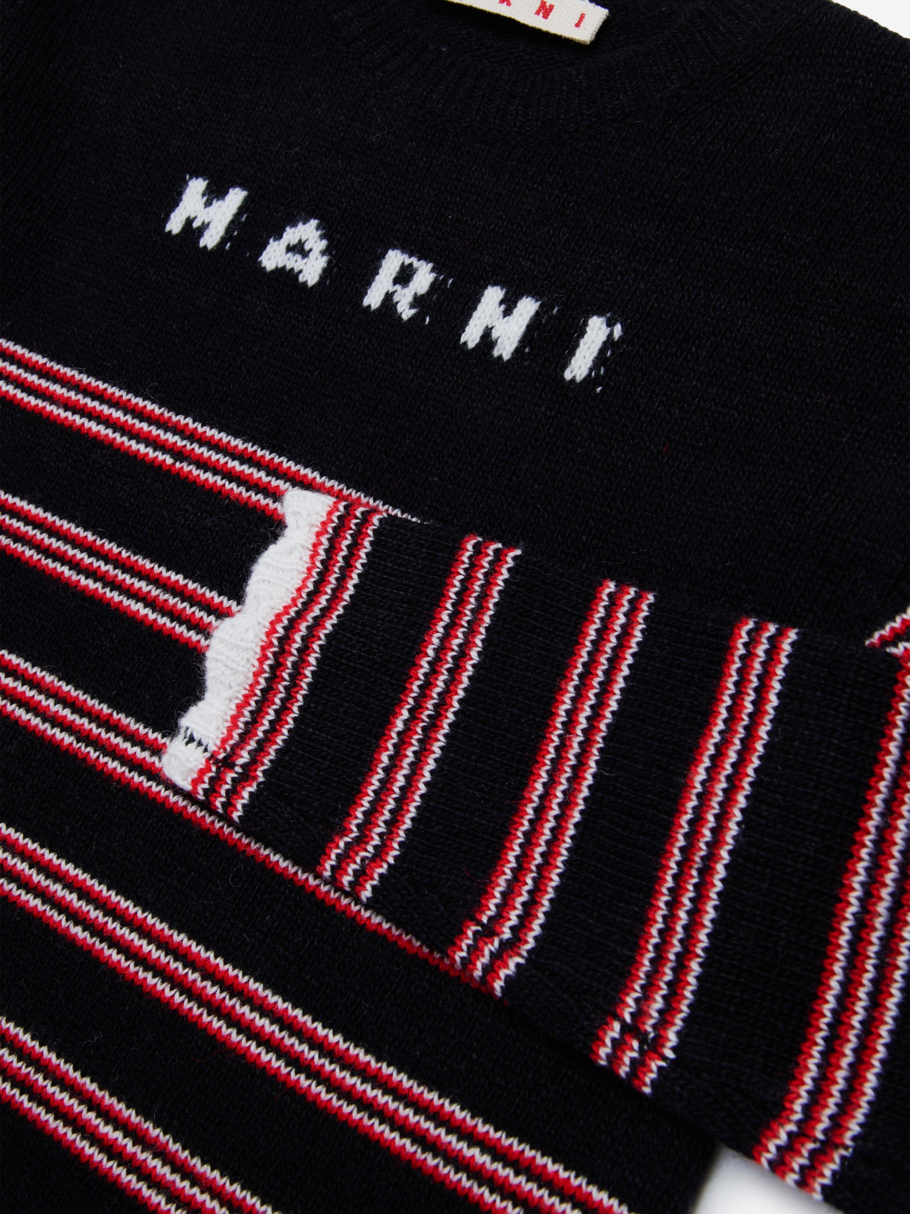 Girls Knitted Striped Dress in Black