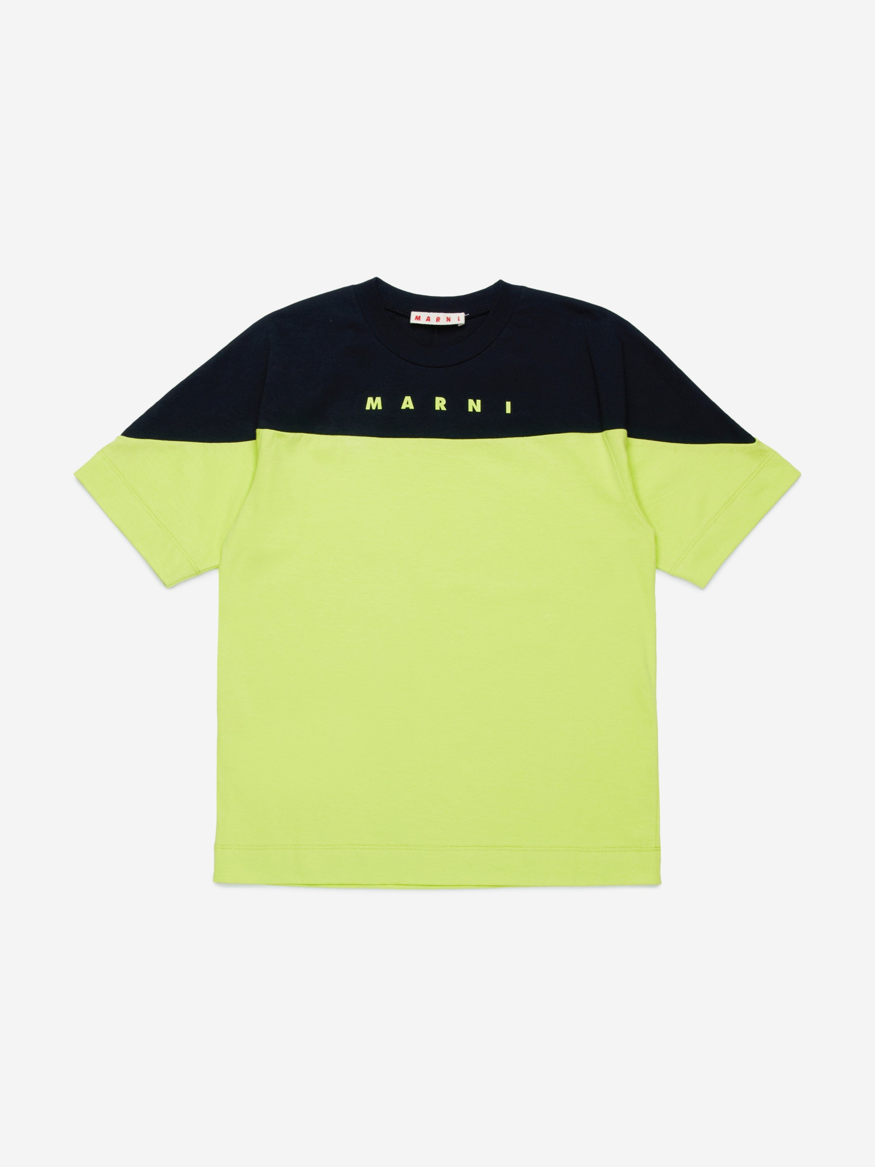 MARNI Kids Colourblock T-Shirt in Green