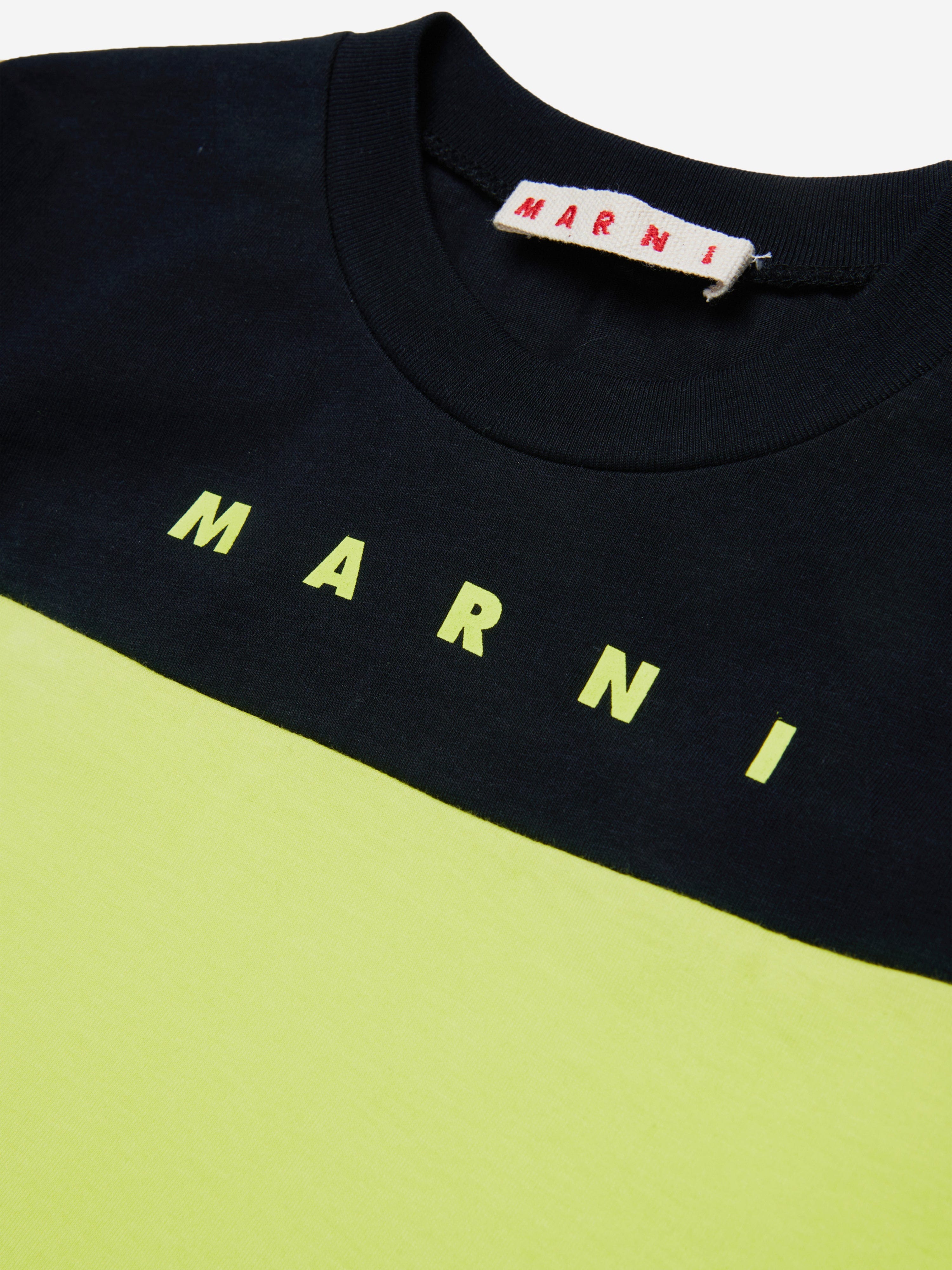 MARNI Kids Colourblock T-Shirt in Green