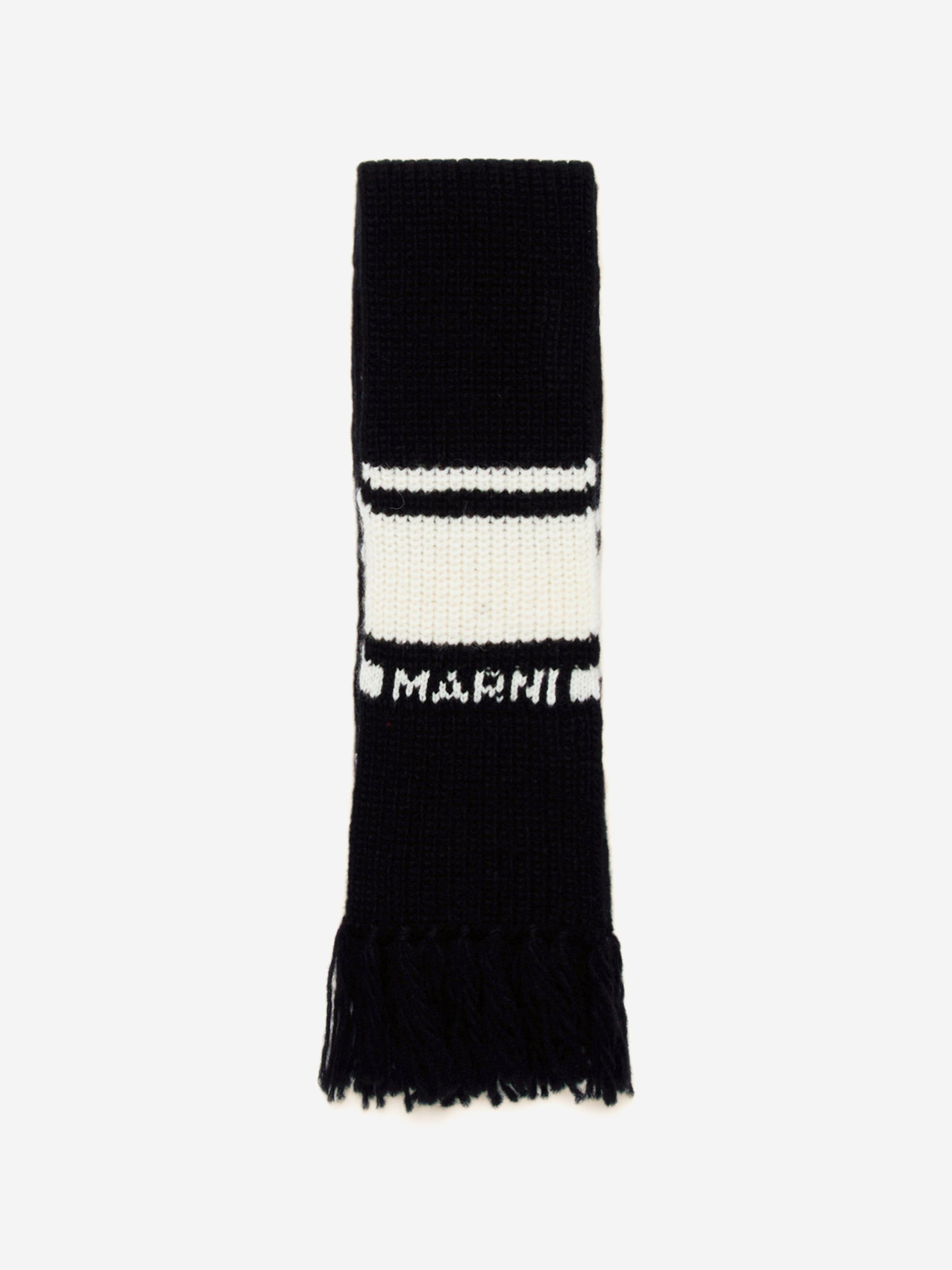 Kids Striped Knitted Scarf in Black