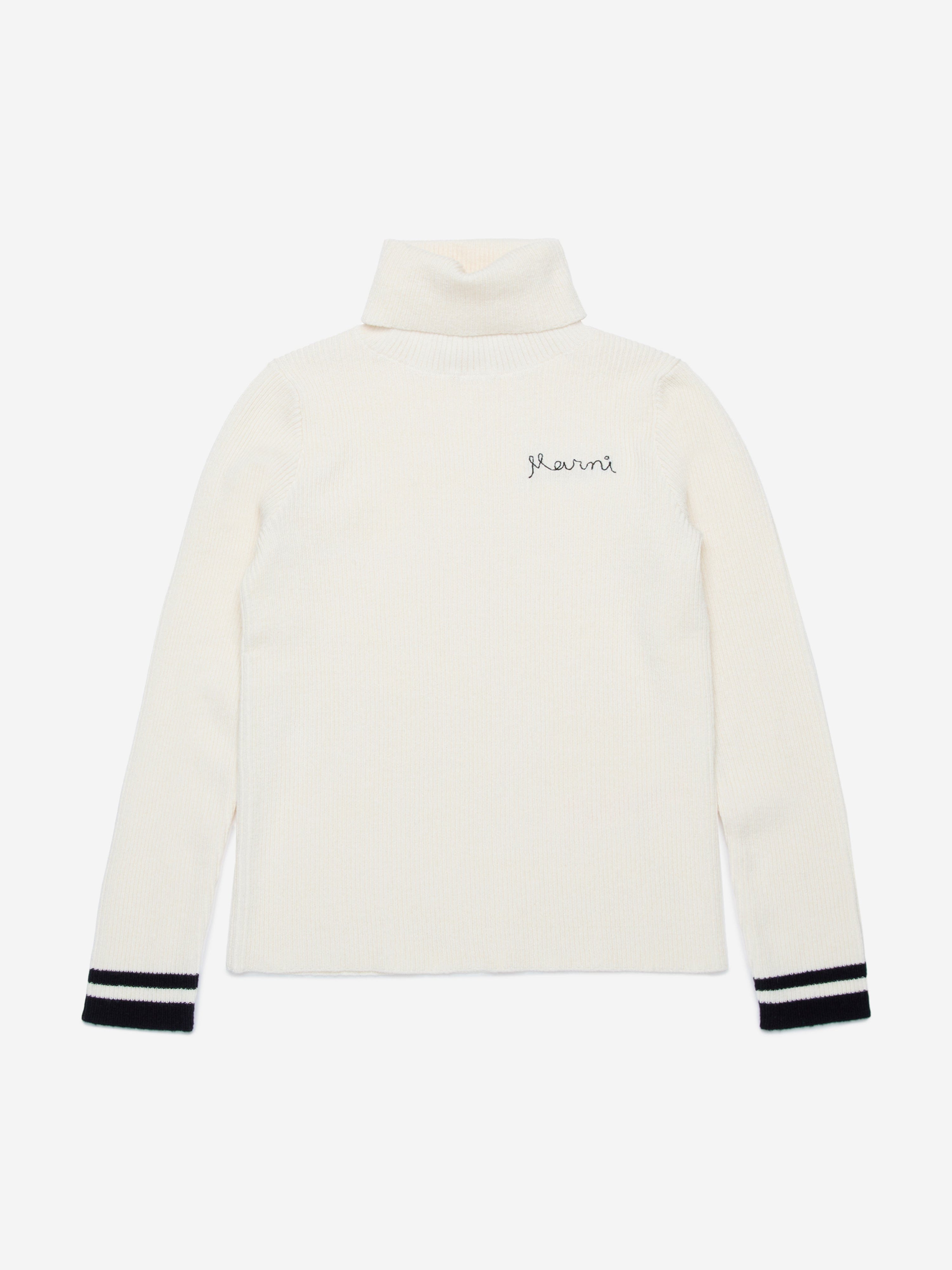 MARNI Girls Knitted Roll Neck Jumper in Ivory