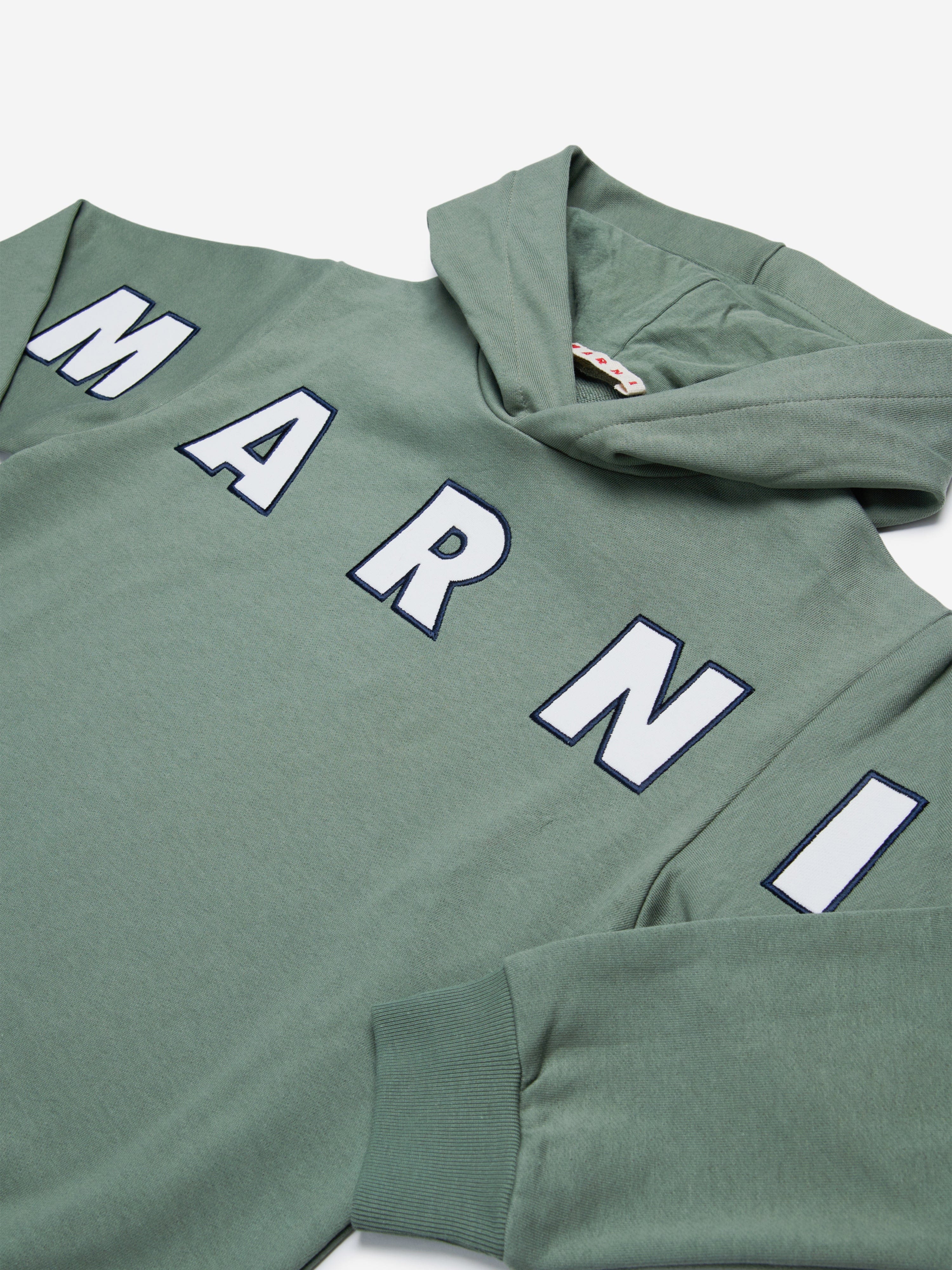 MARNI Kids Logo Hoodie in Green