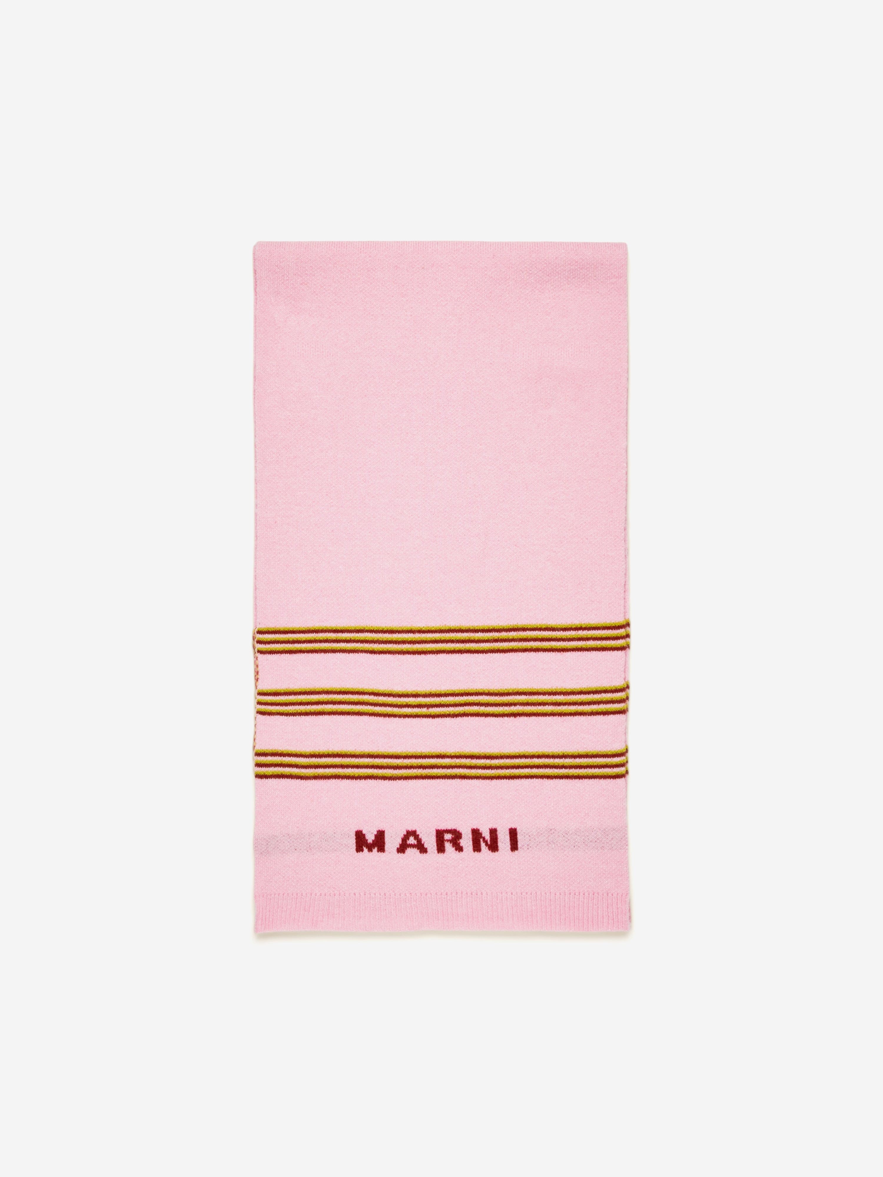 MARNI Kids Striped Logo Scarf in Pink