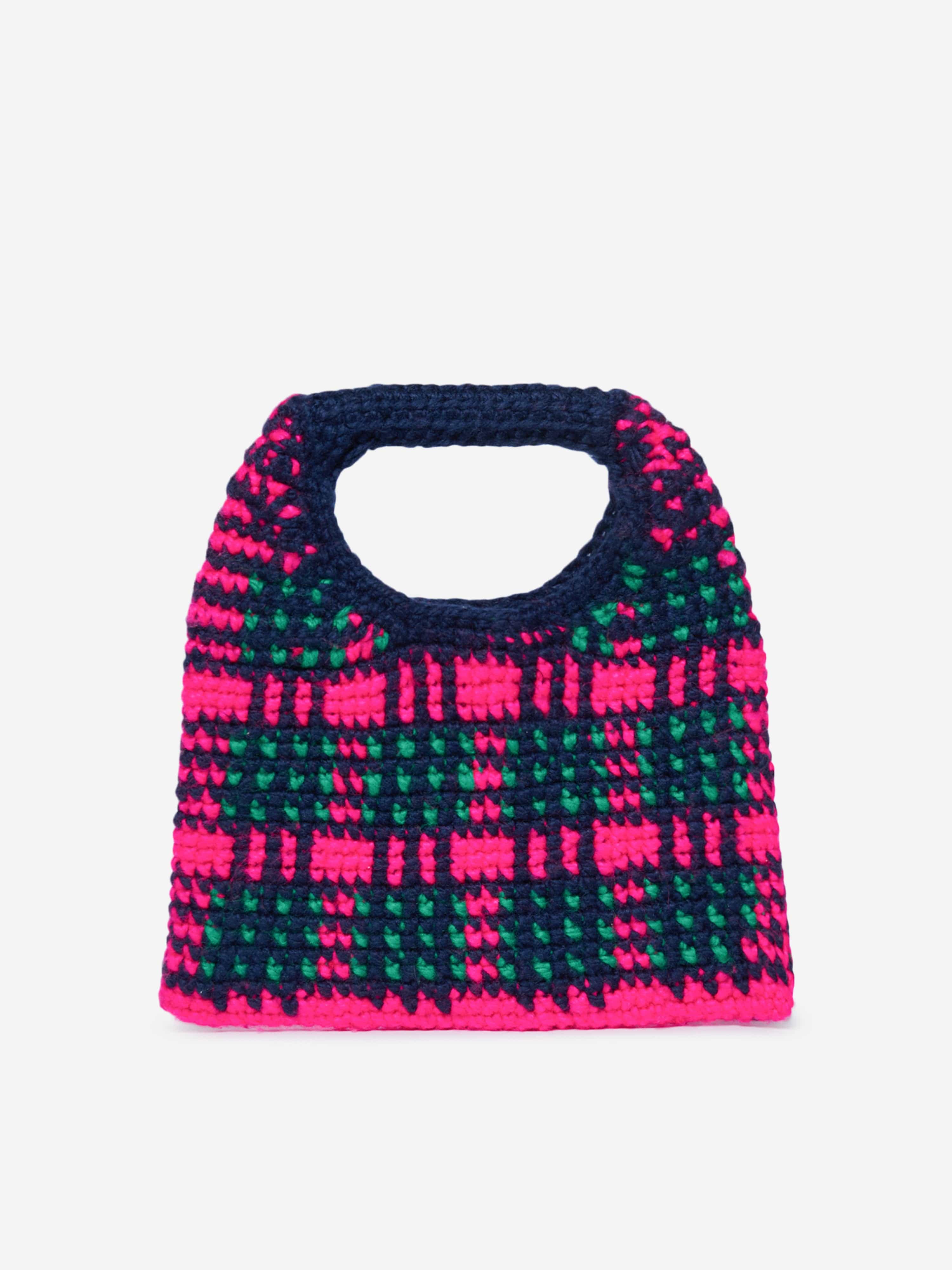Girls Check Crochet Bag in Multicolour (25cm)