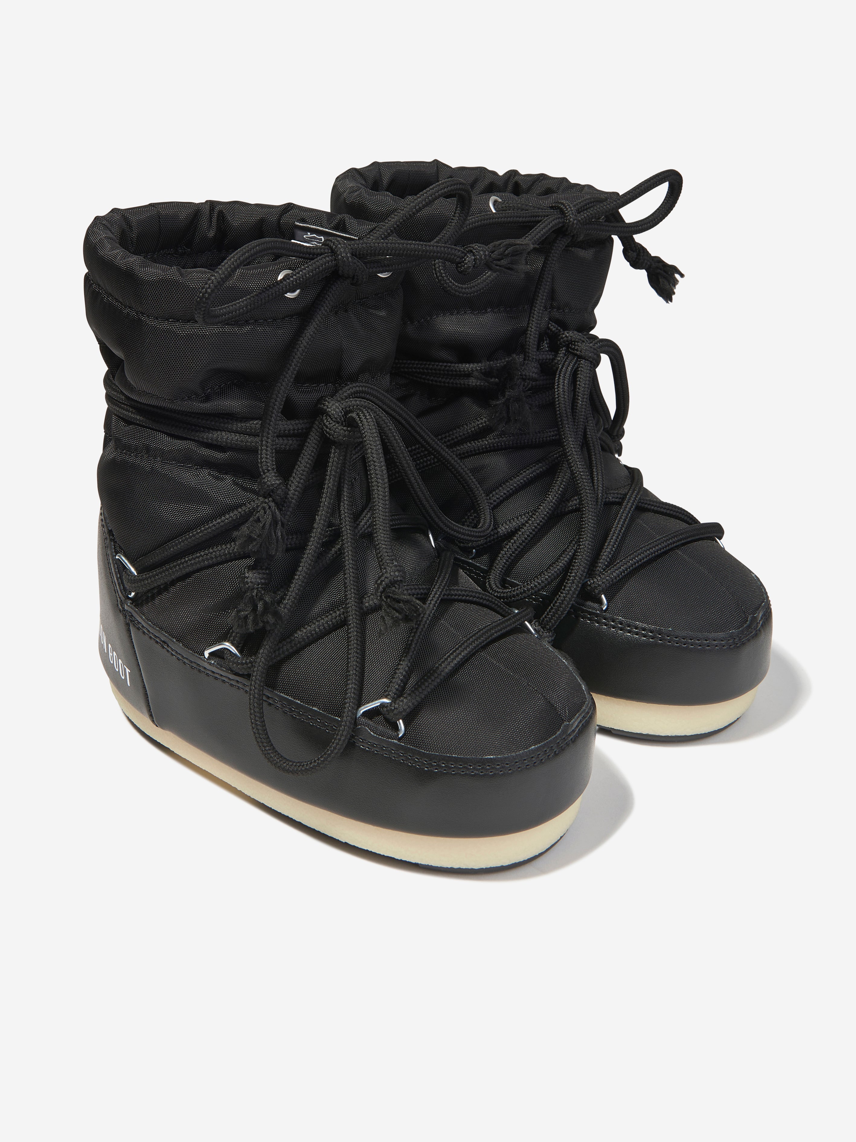 Kids Light Low Nylon Snow Boots in Black