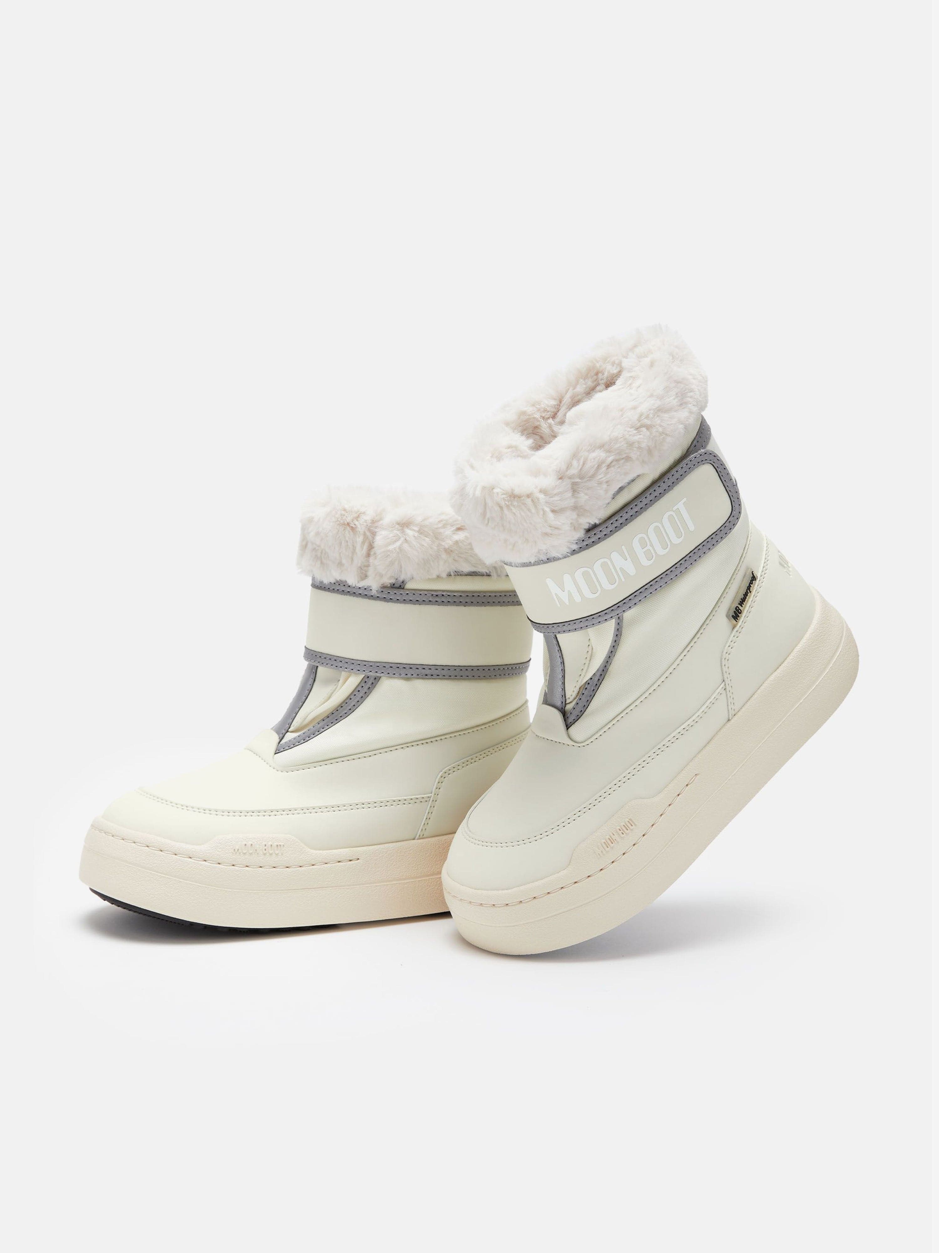 Moon Boot Girls JR Park Strap Boots in Ivory