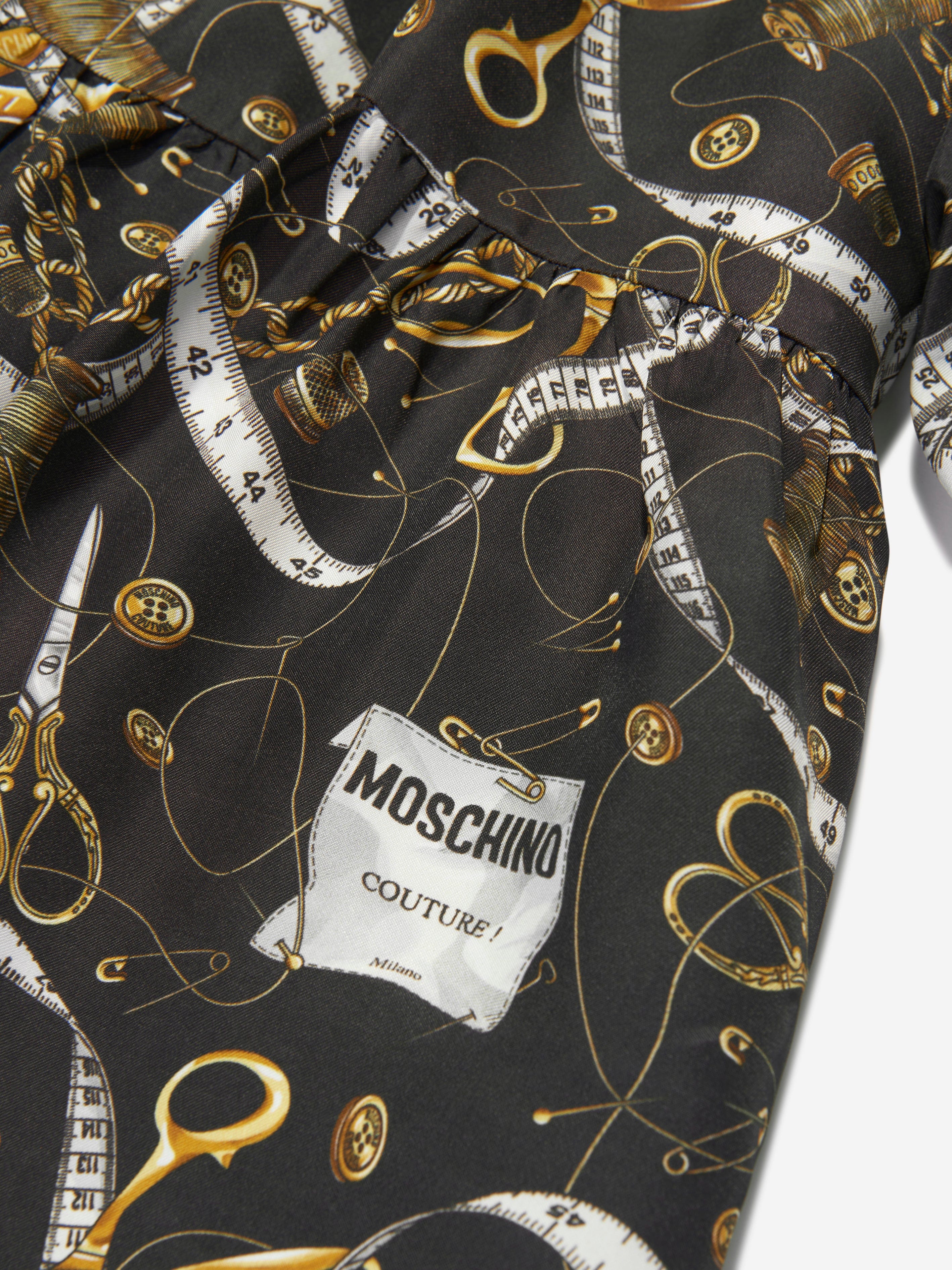 Moschino Girls Chain Print Dress in Black