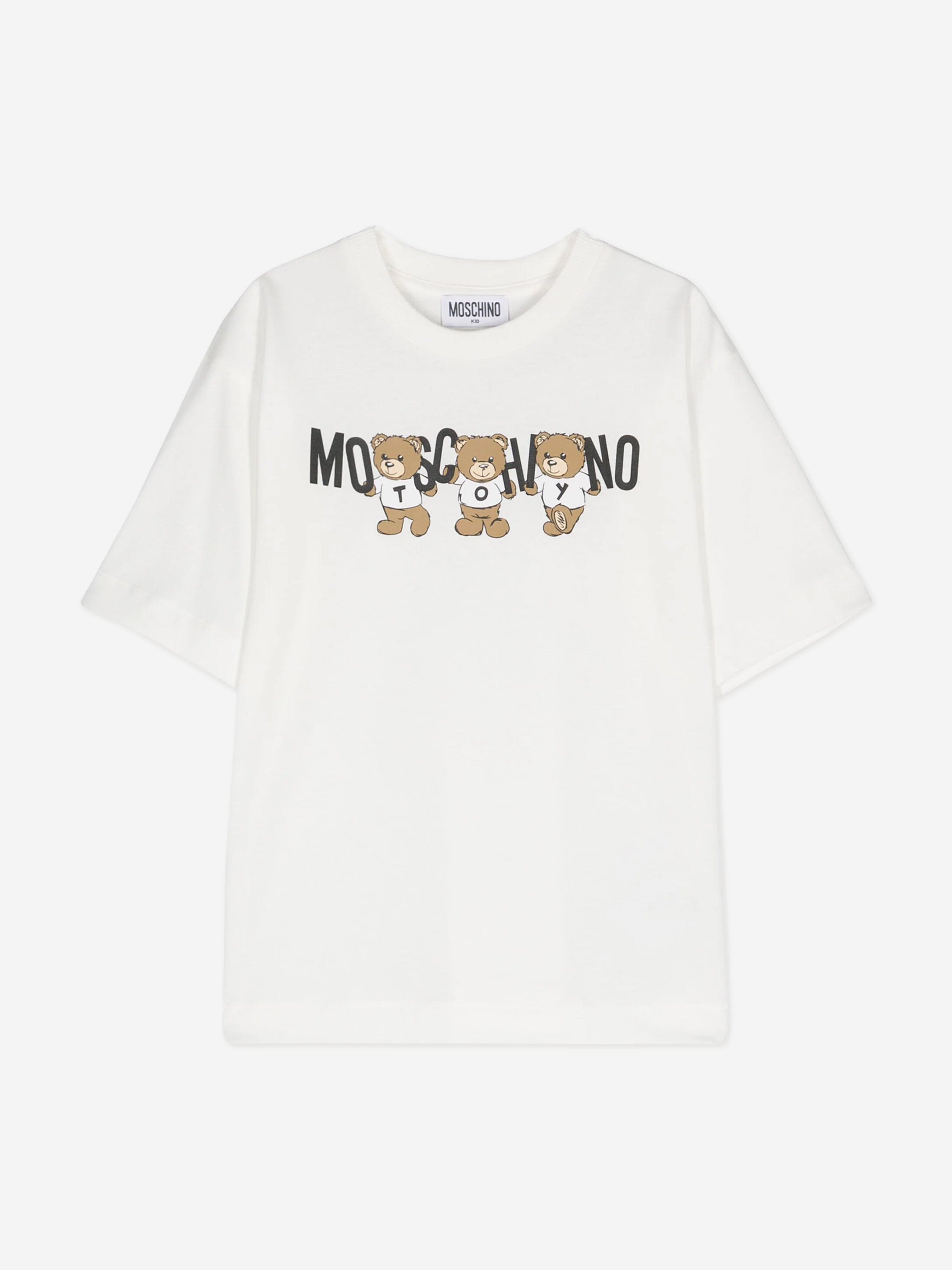 Kids Teddy Bear Logo T-Shirt in Ivory
