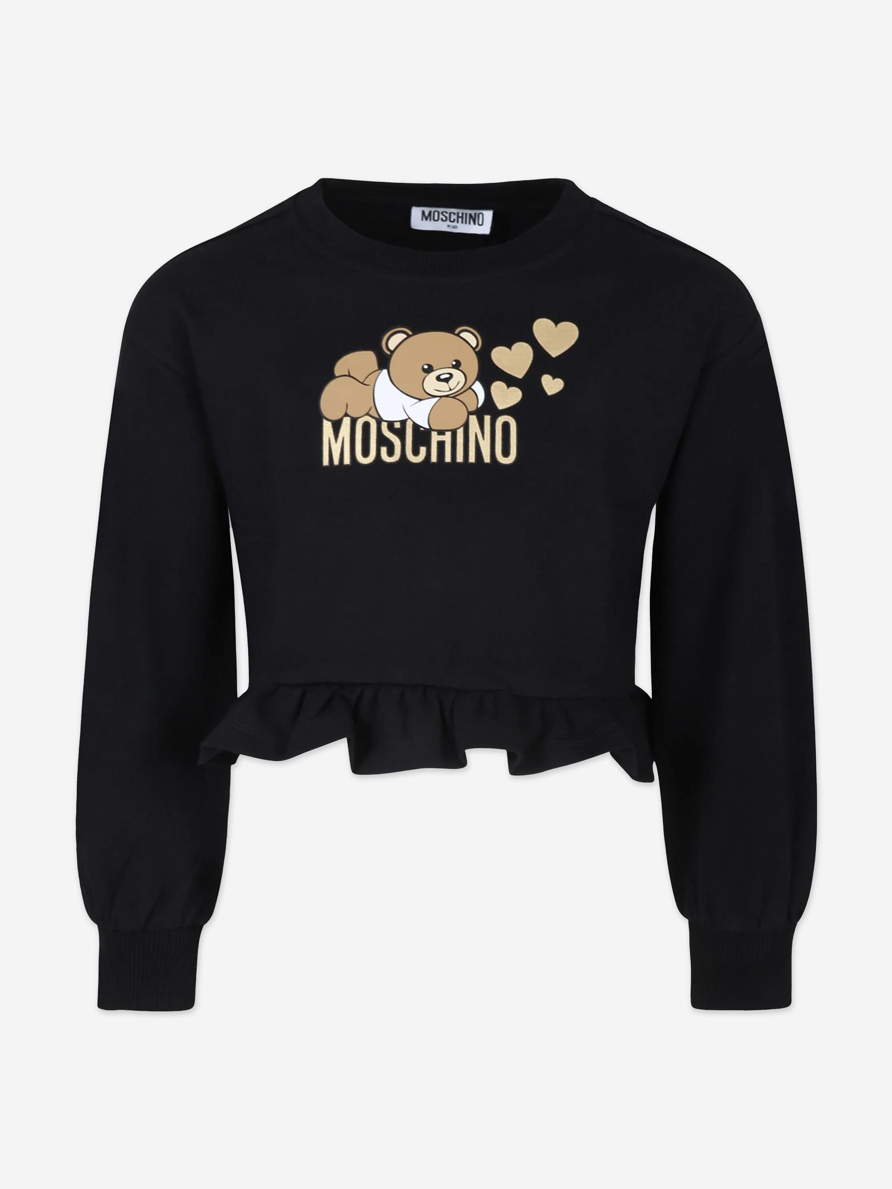 Girls Teddy Bear Logo Sweatshirt in Black