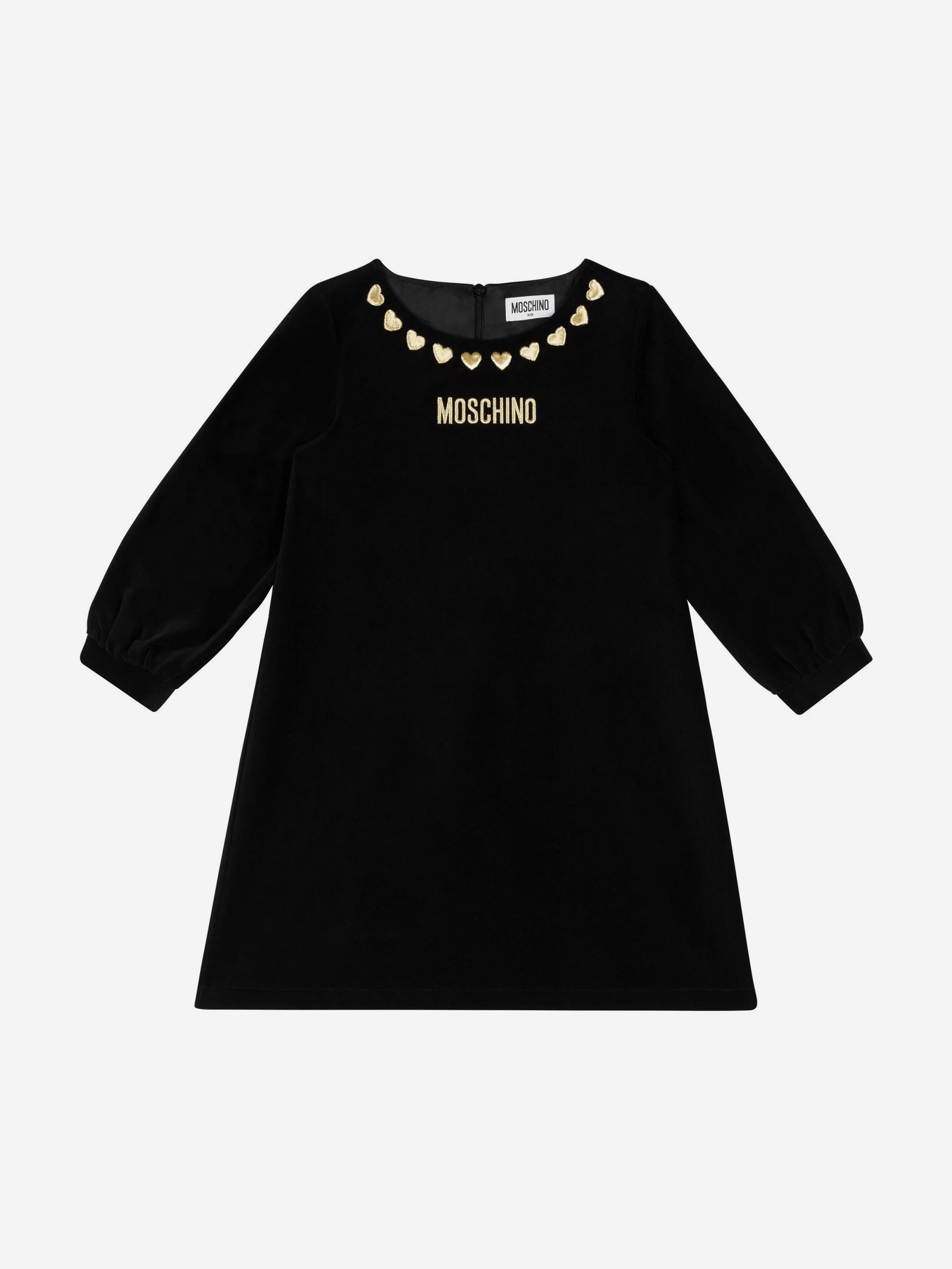 Girls Logo Hearts Dress in Black