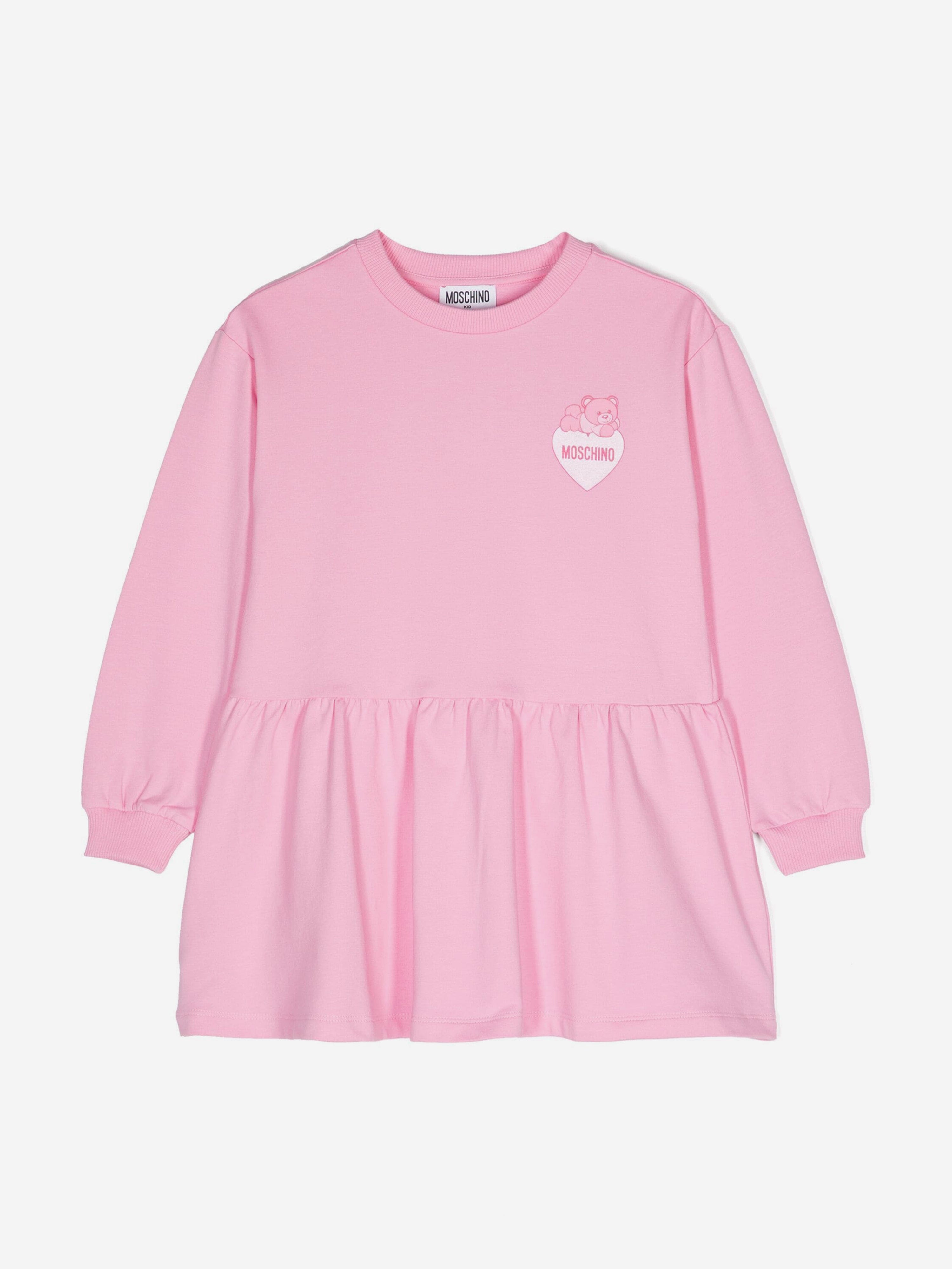 Girls Teddy Bear Logo Sweater Dress in Pink