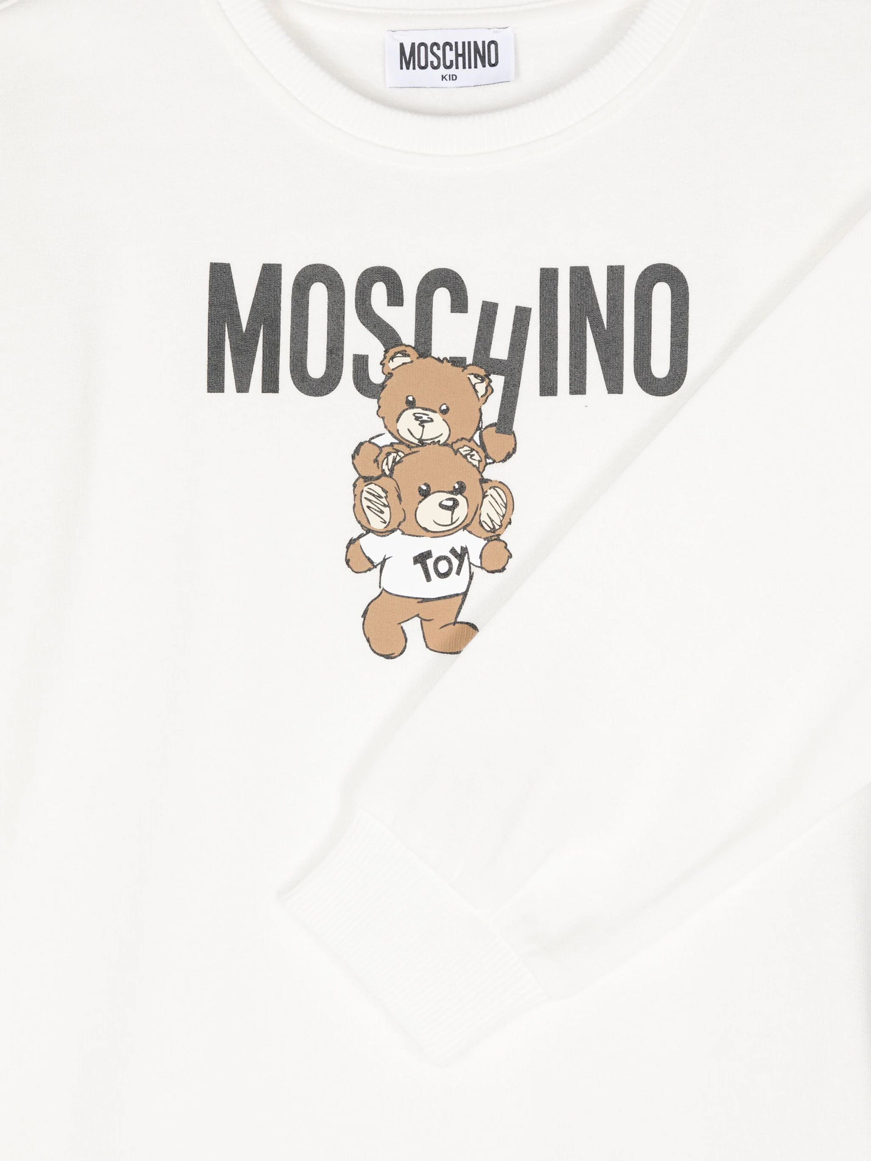 Girls Bear Logo Sweater Dress in Ivory
