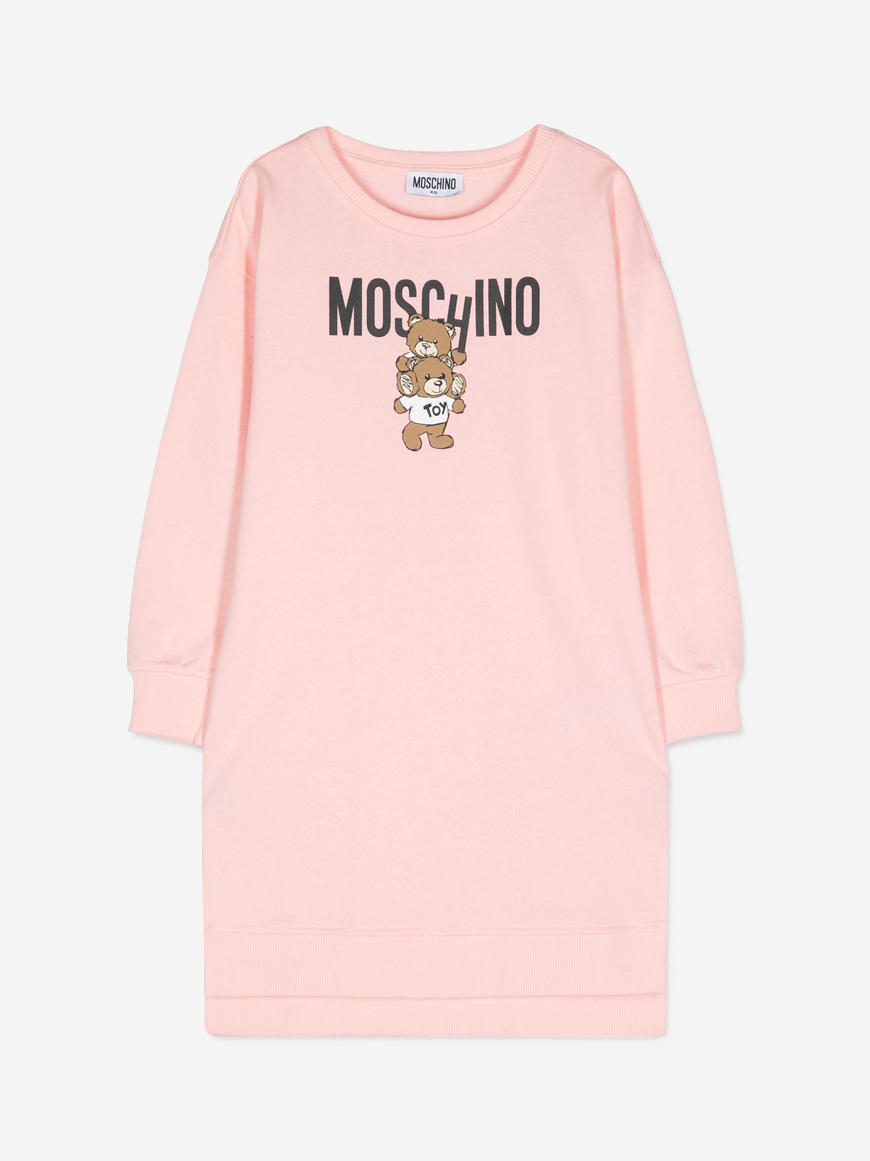 Moschino Girls Bear Logo Sweater Dress in Pink