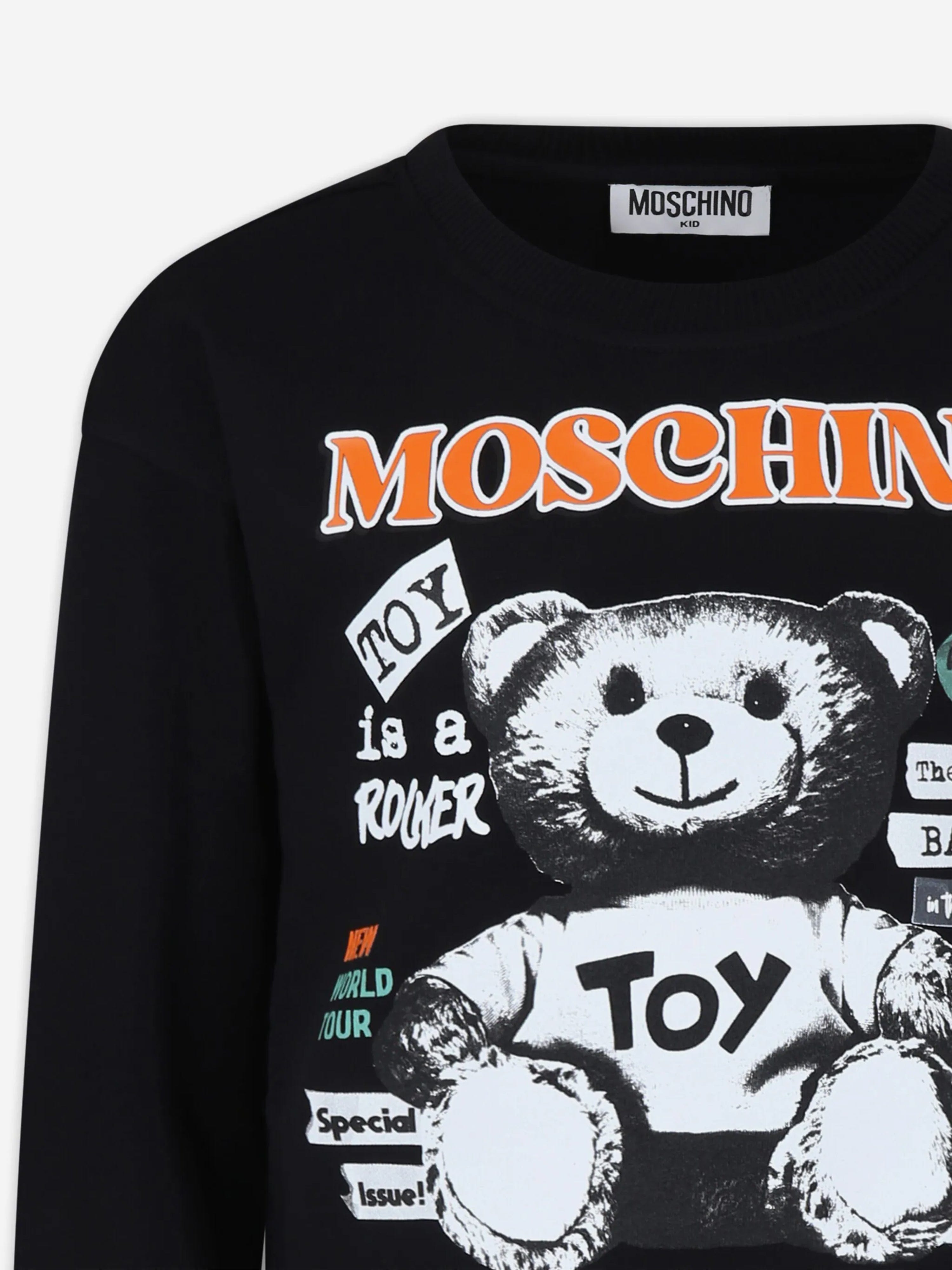 Girls Teddy Bear Sweater Dress in Black
