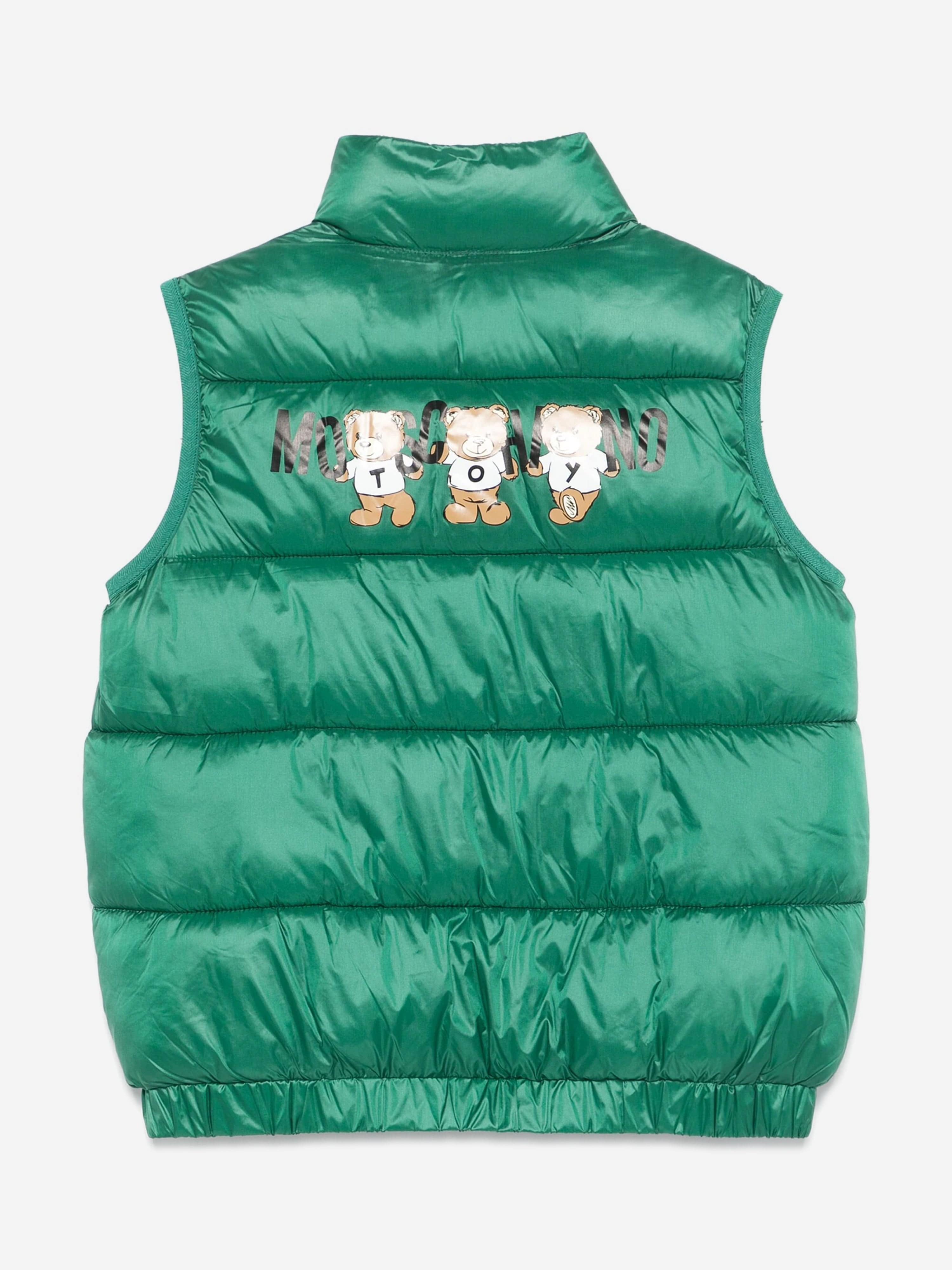 Kids Bear Logo Gilet in Green