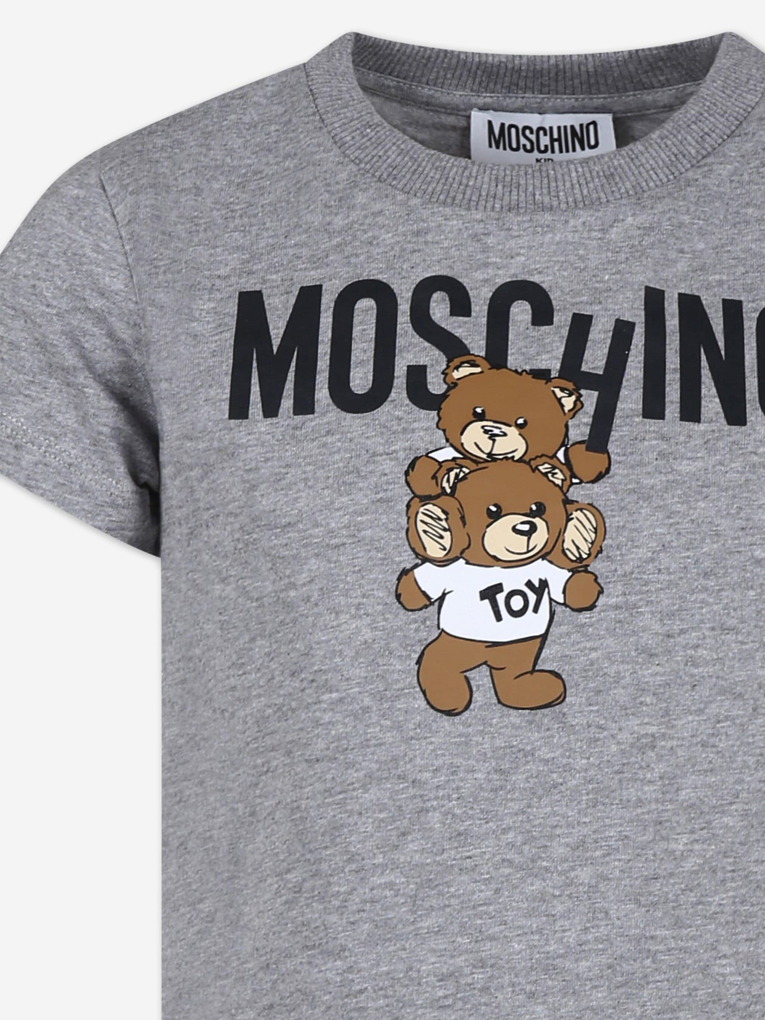 Moschino Kids Teddy Bear Logo T-Shirt in Grey