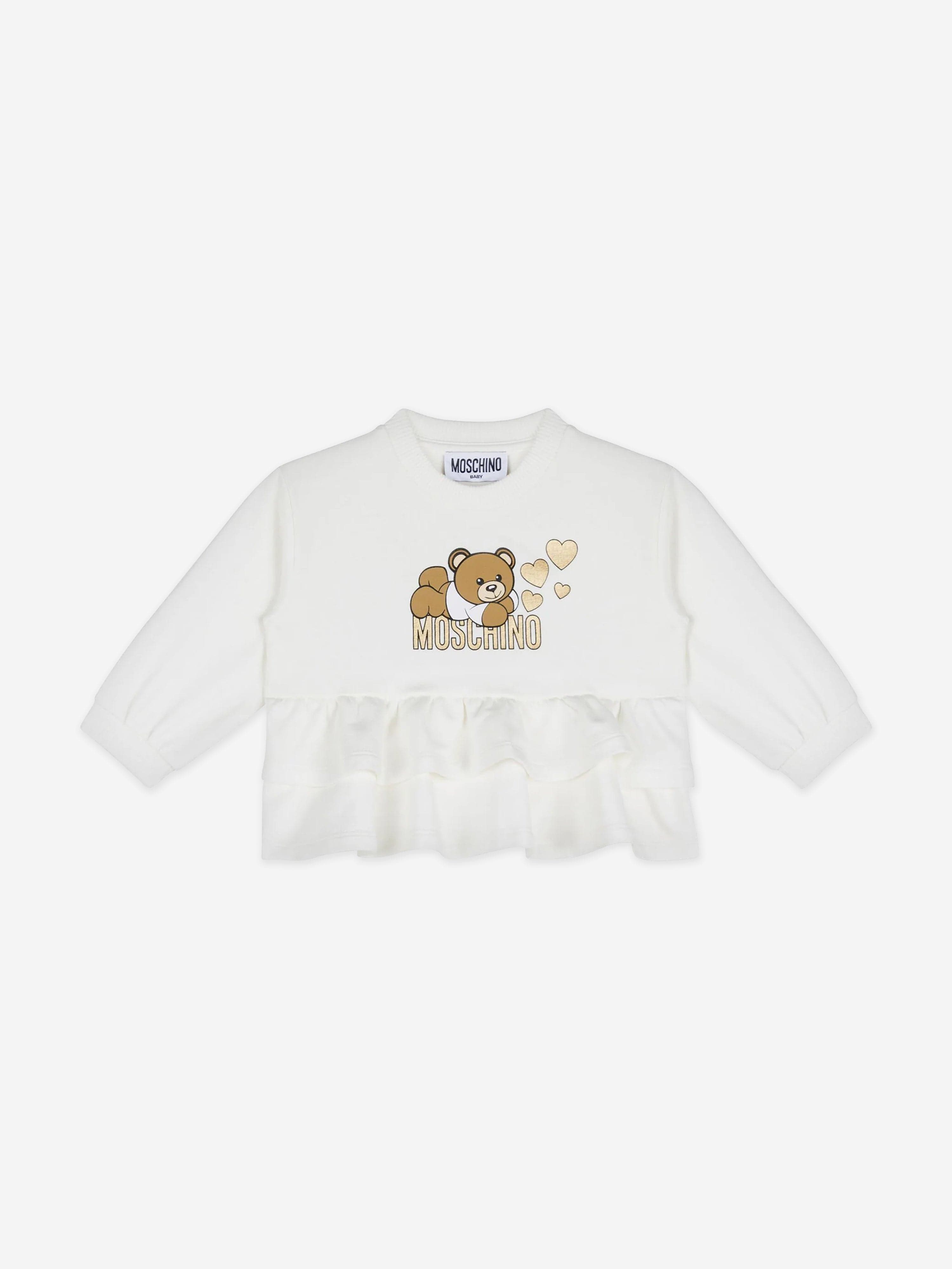 Baby Girls Bear Logo Tracksuit in Ivory