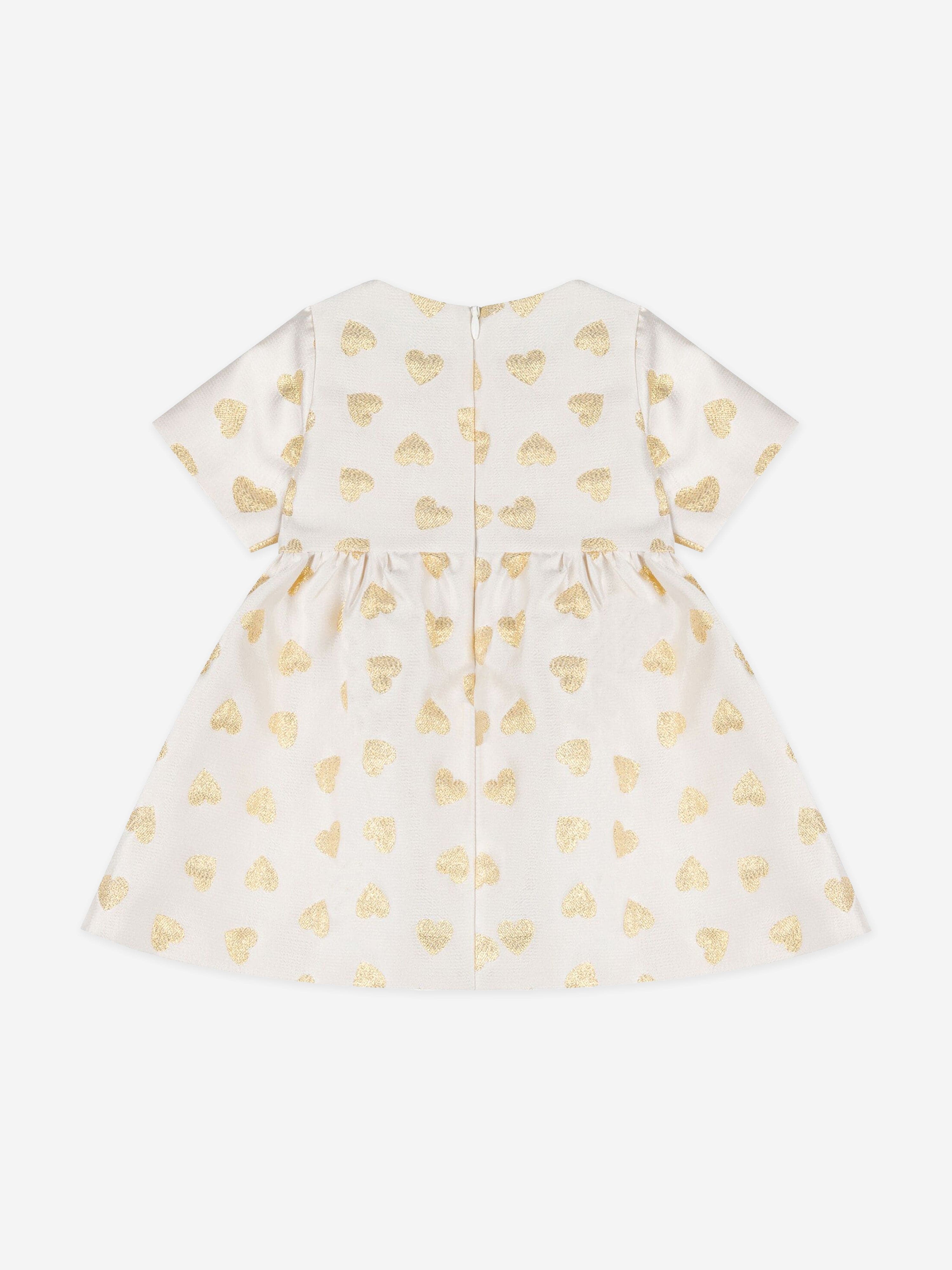 Baby Girls Hearts Dress in Ivory