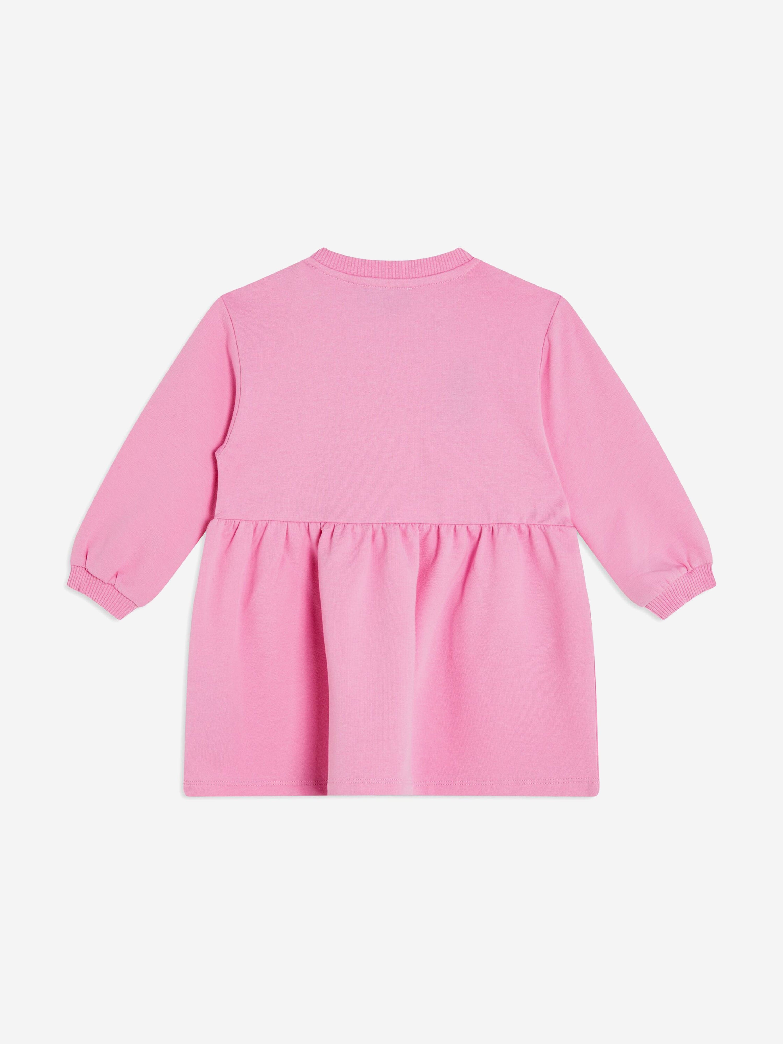 Baby Girls Bear Logo Sweater Dress in Pink