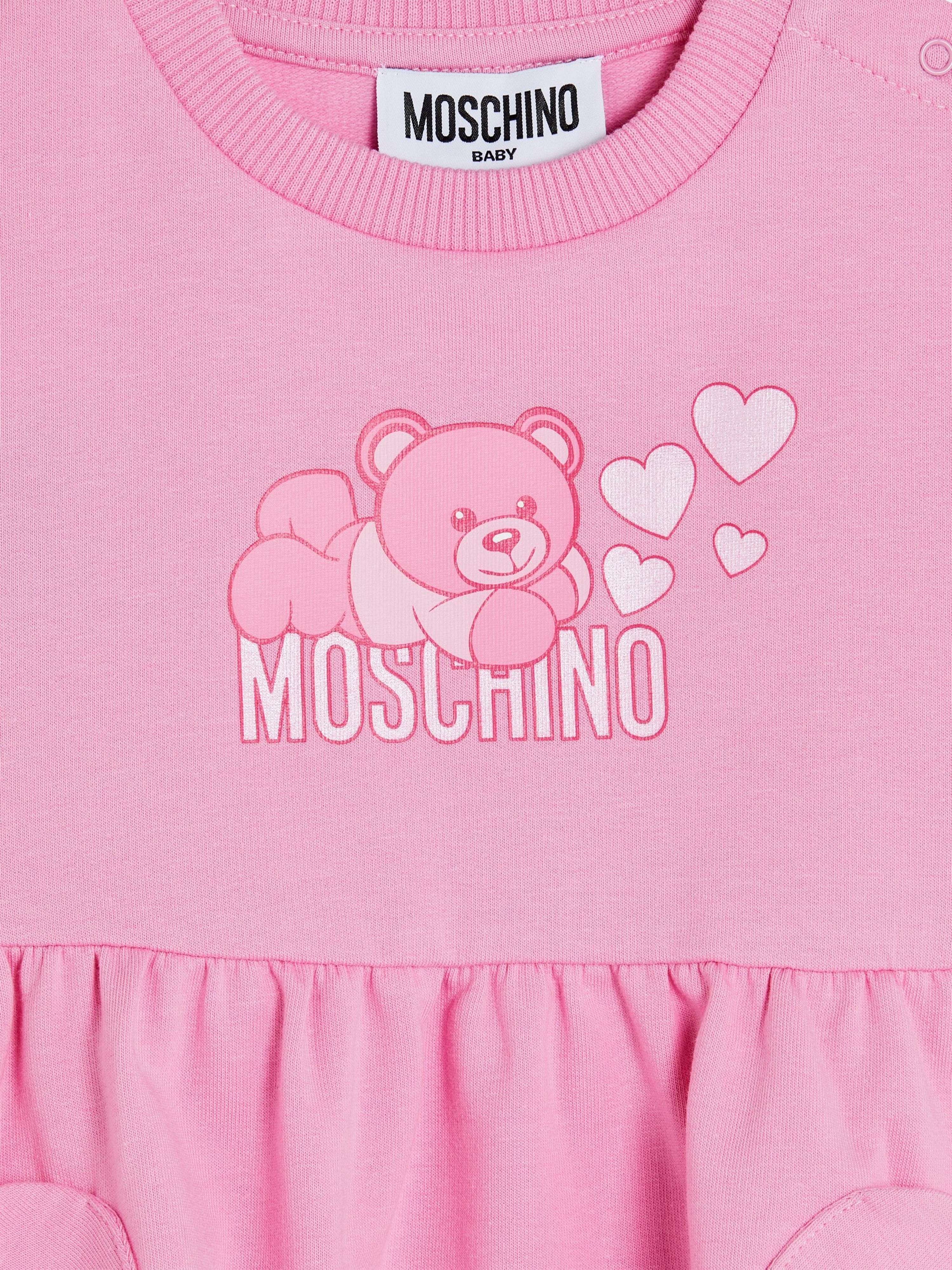 Baby Girls Bear Logo Sweater Dress in Pink
