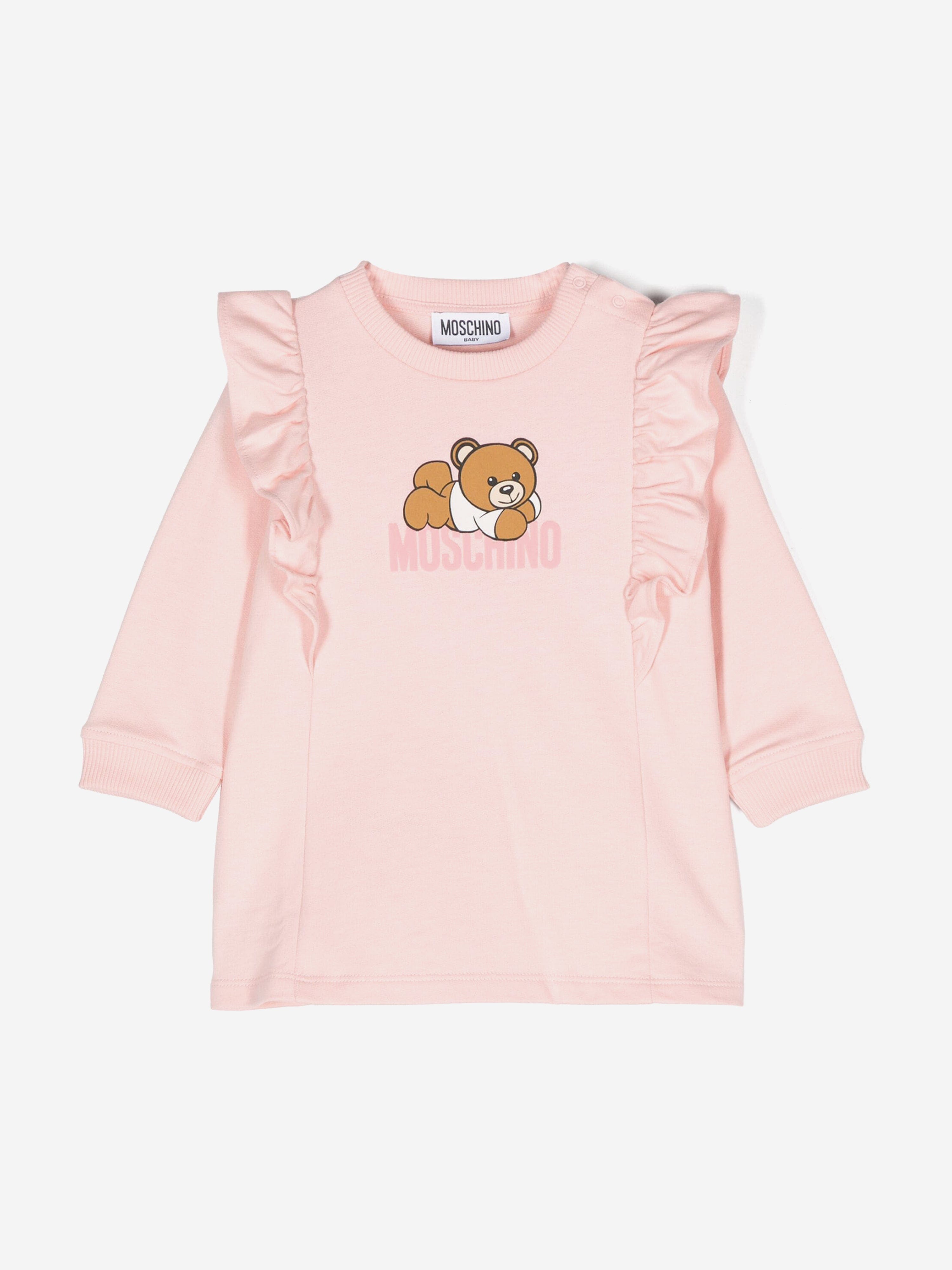 Baby Girls Bear Logo Dress With Gift Box in Pink