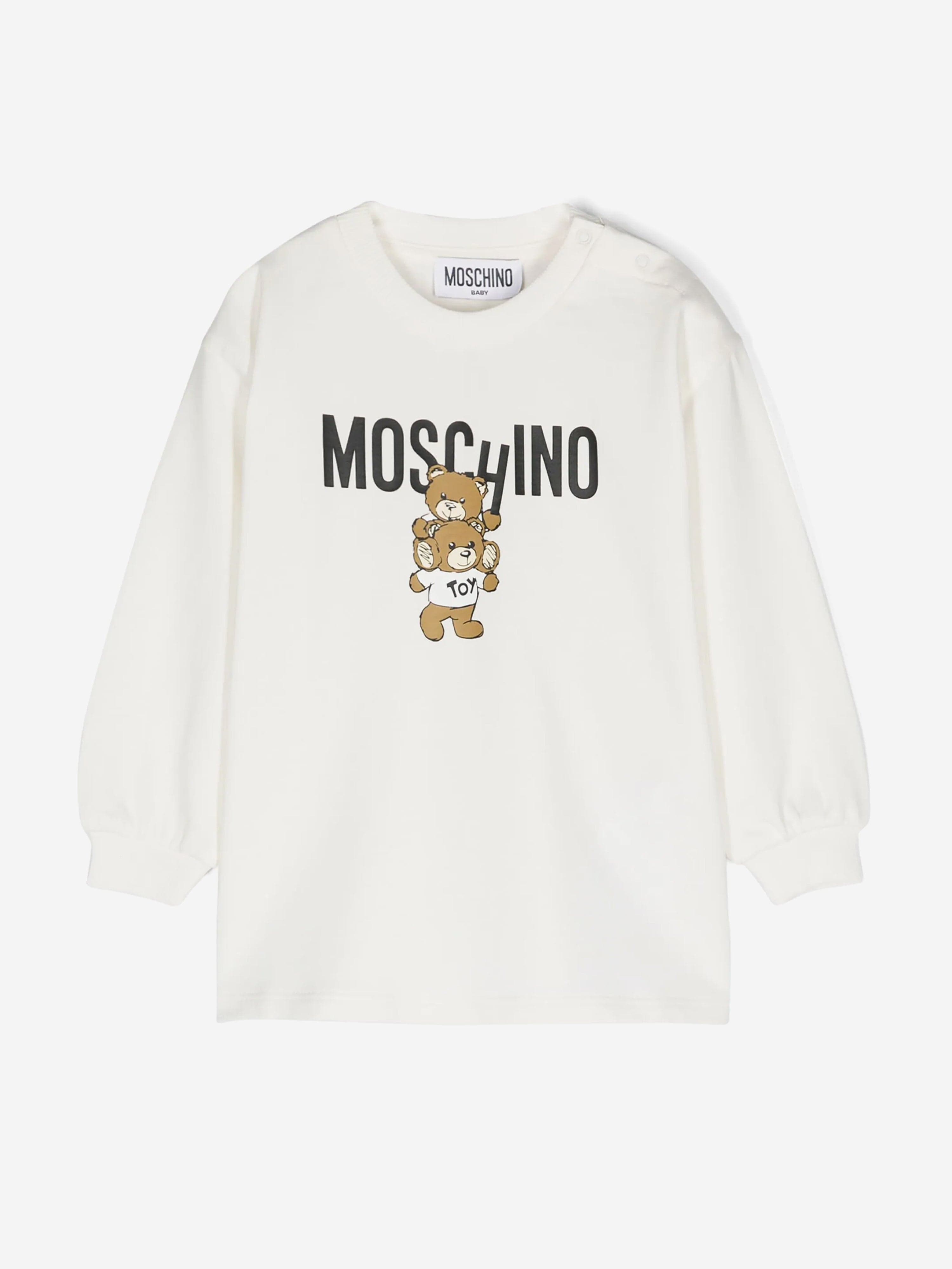 Baby Girls Bear Logo Sweater Dress in Ivory