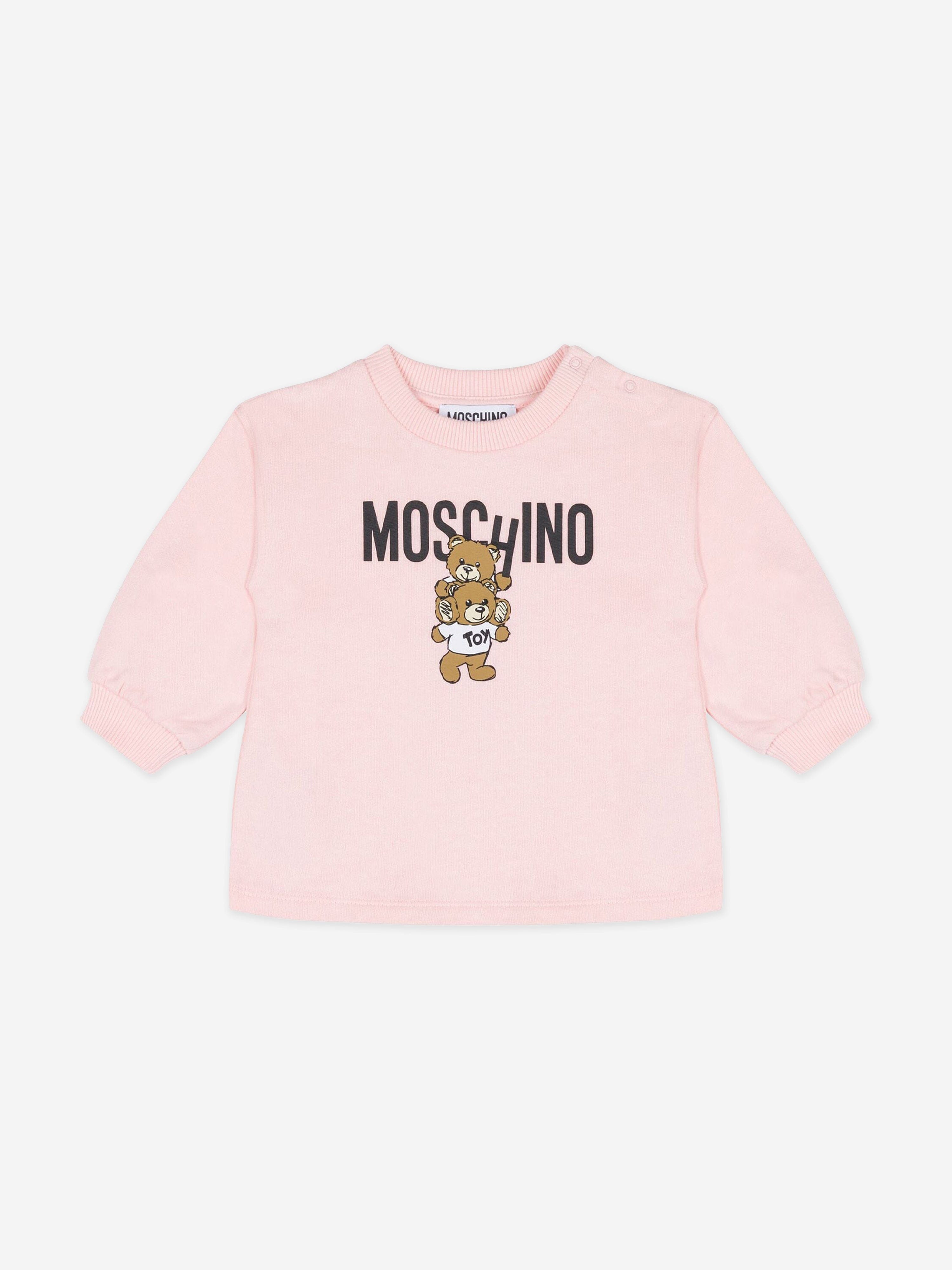 Baby Girls Bear Logo Sweater Dress in Pink