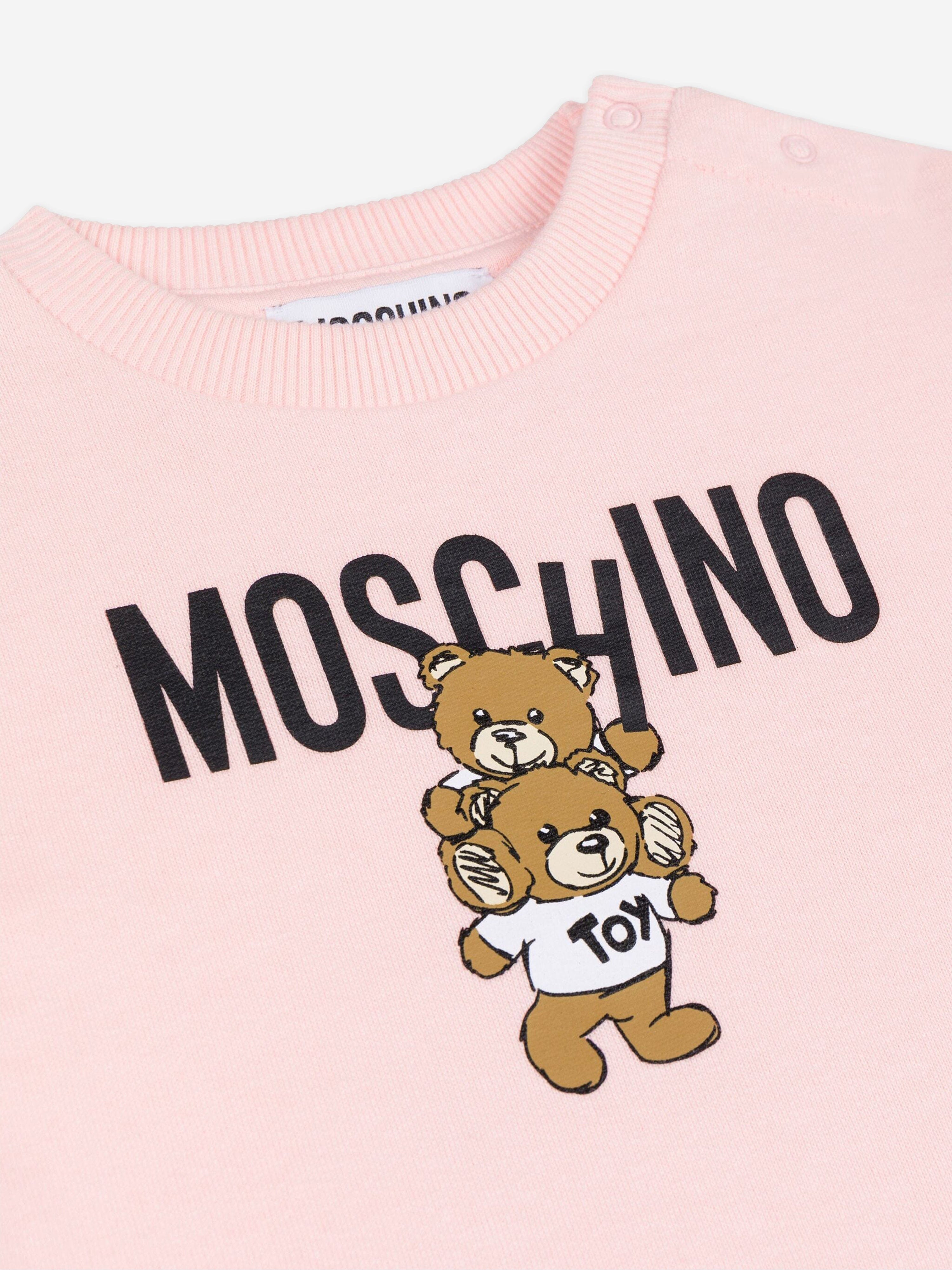 Baby Girls Bear Logo Sweater Dress in Pink