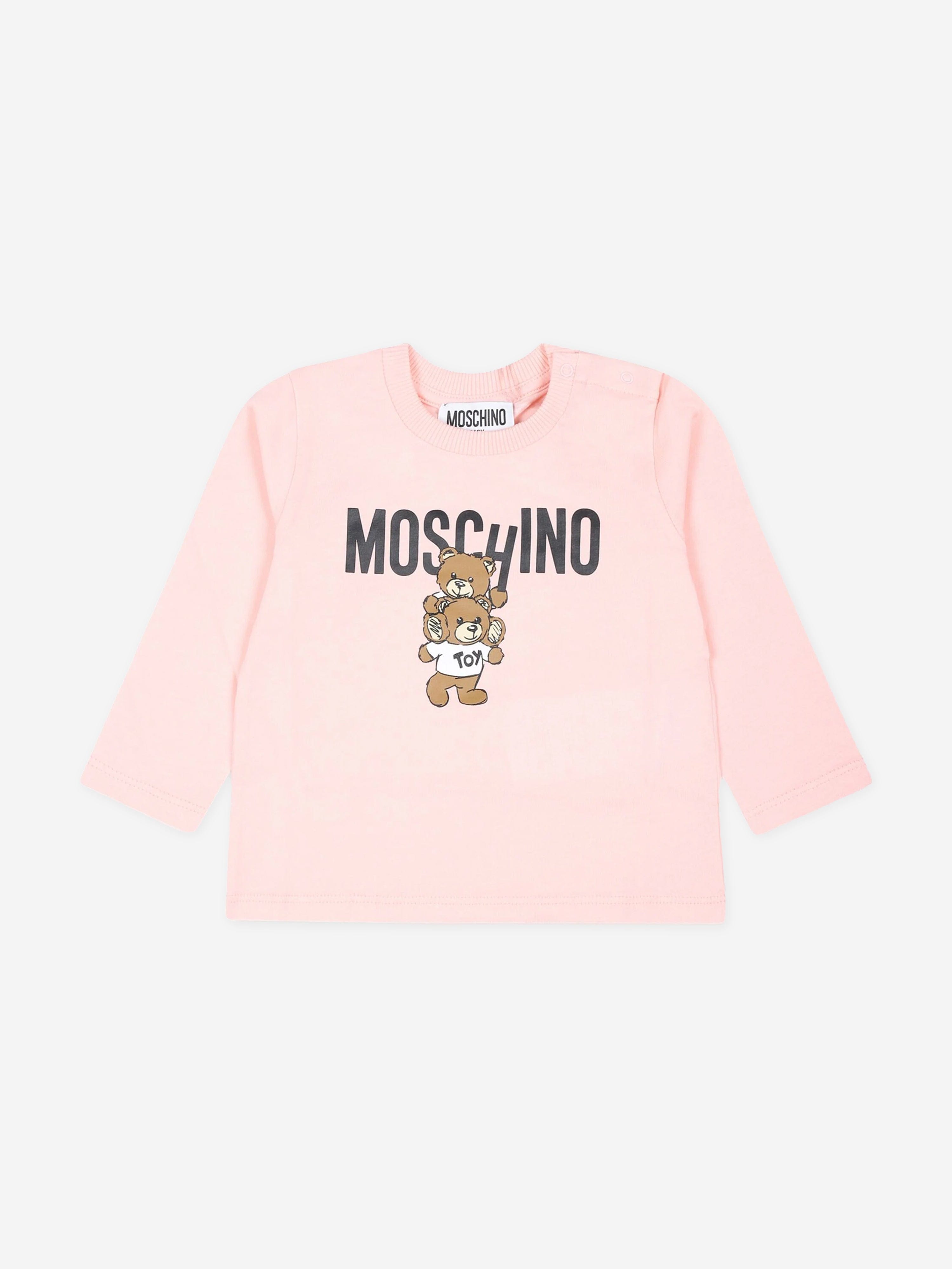 Baby Girls Long Sleeve Logo T-Shirt in Pink