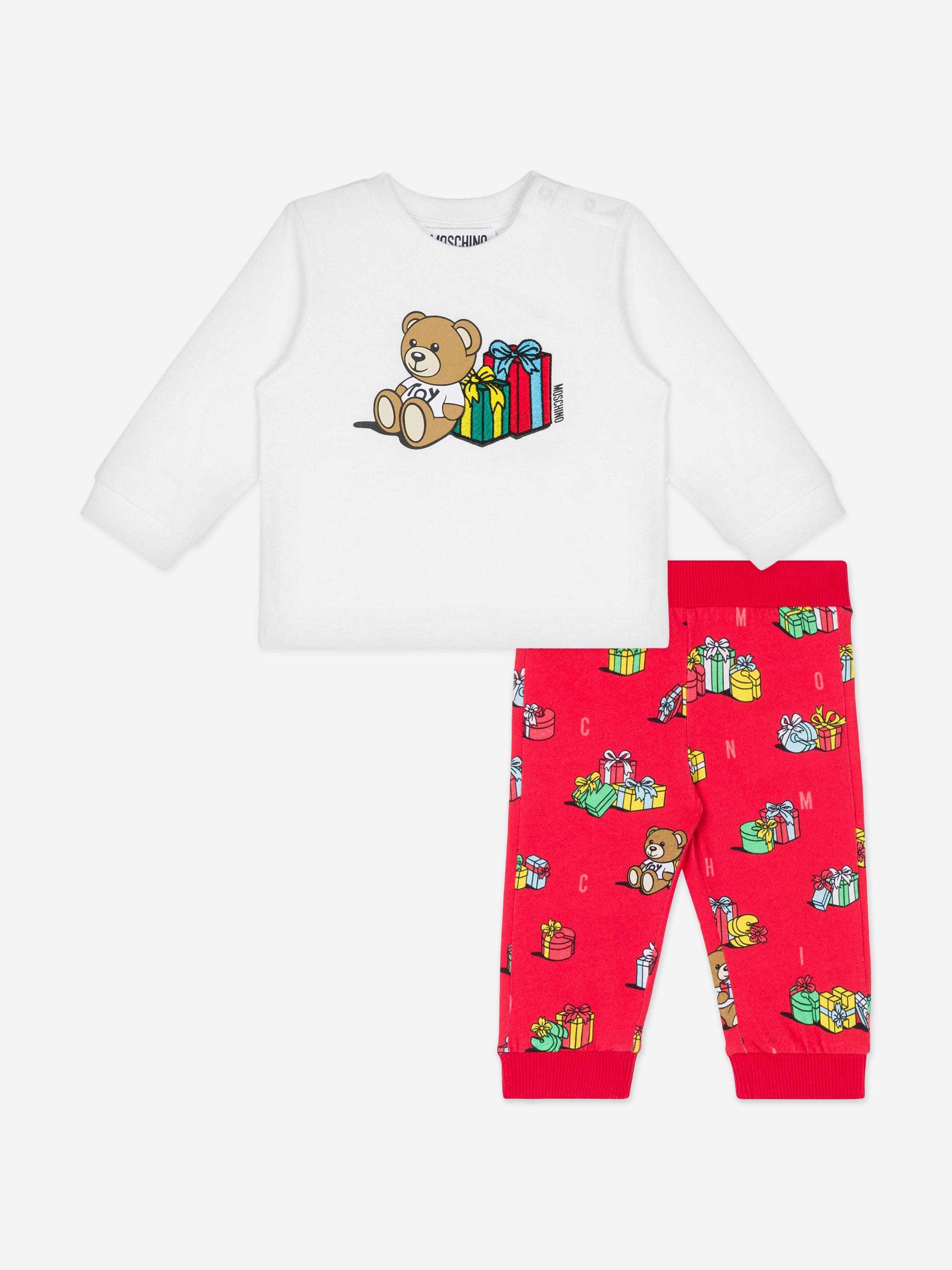 Baby Xmas Bear Trouser Set in Multicolour