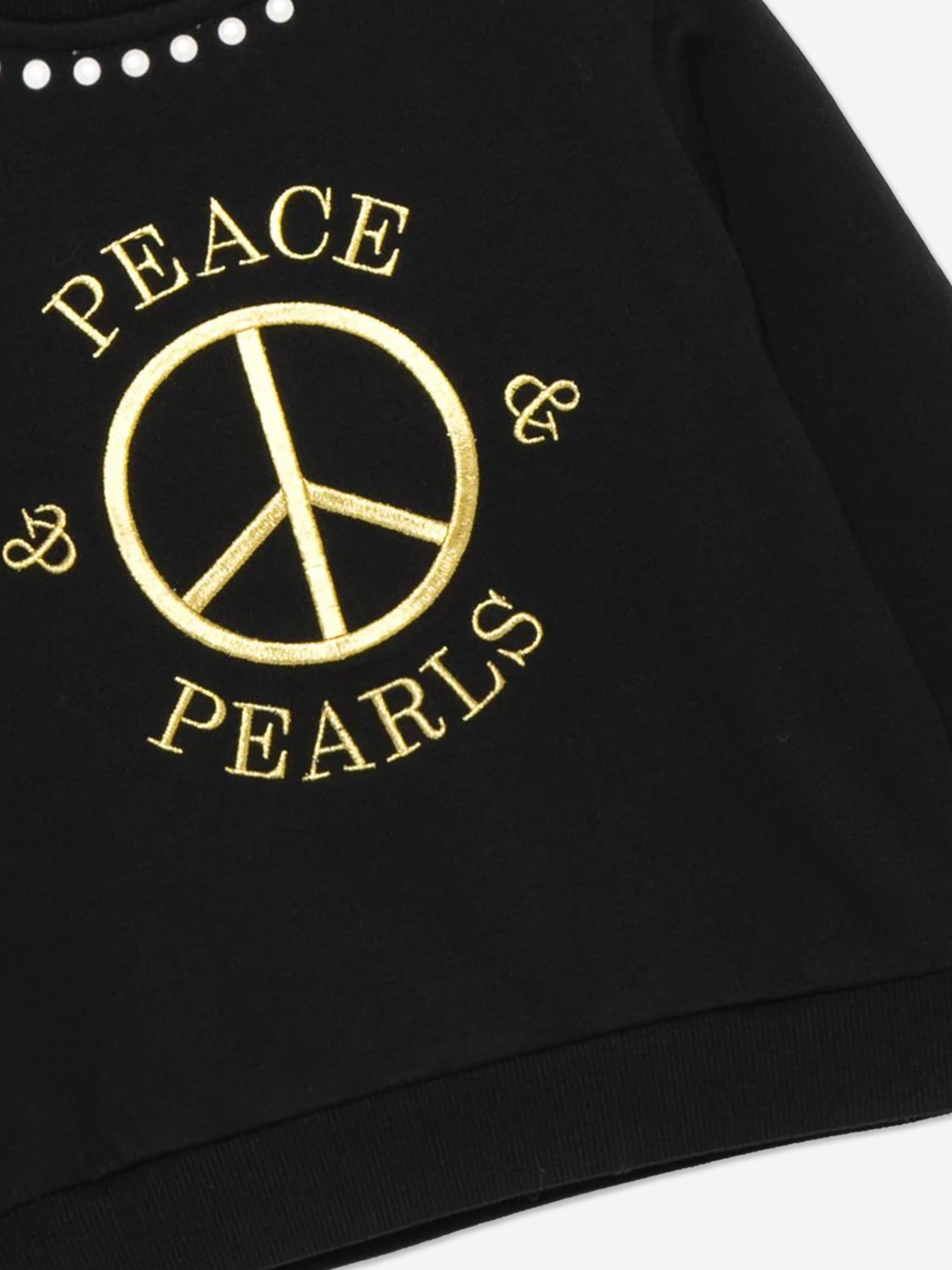 Girls Peace Pearls Sweatshirt in Black