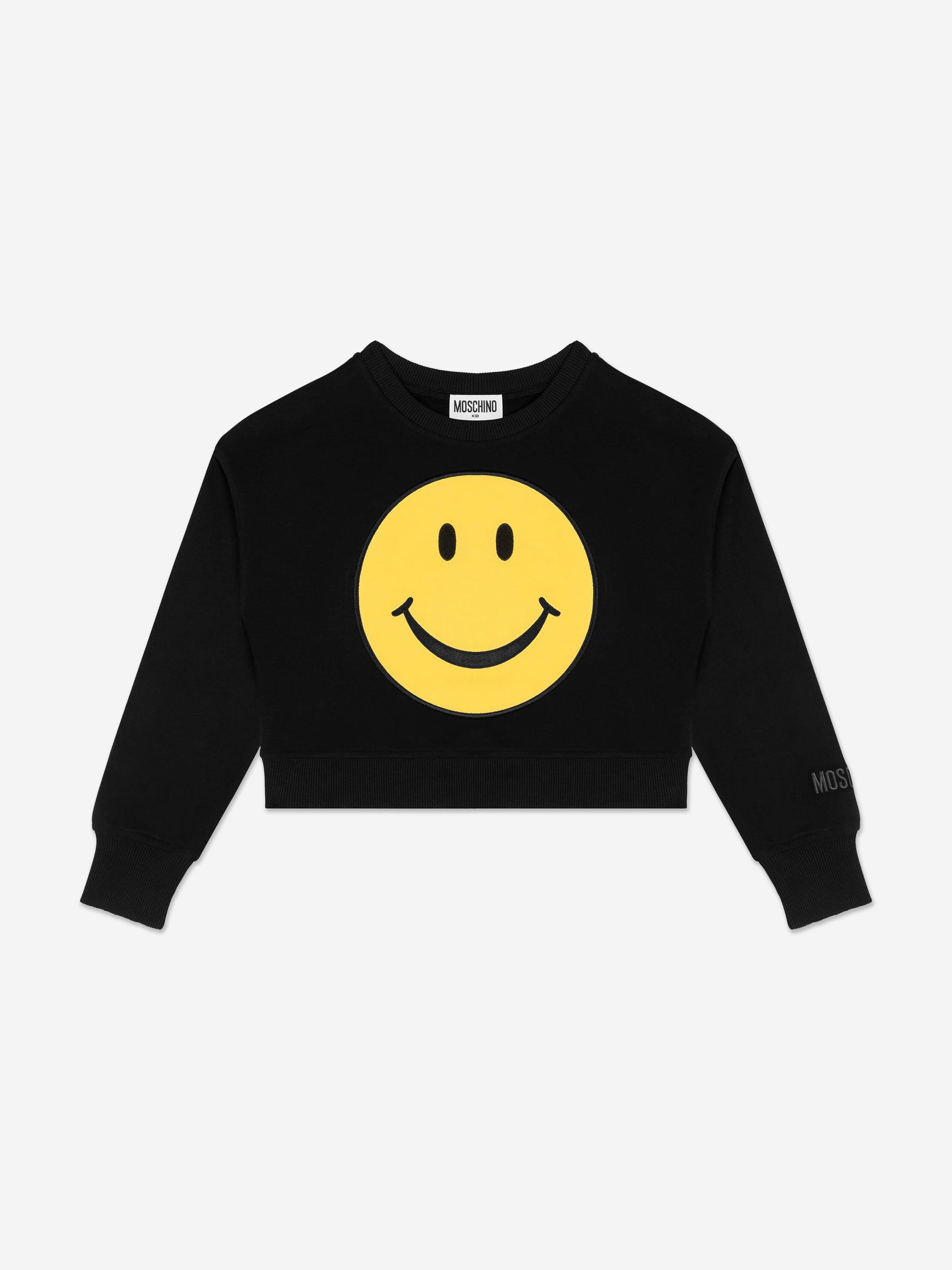 Kids Smiley Face Sweatshirt in Black
