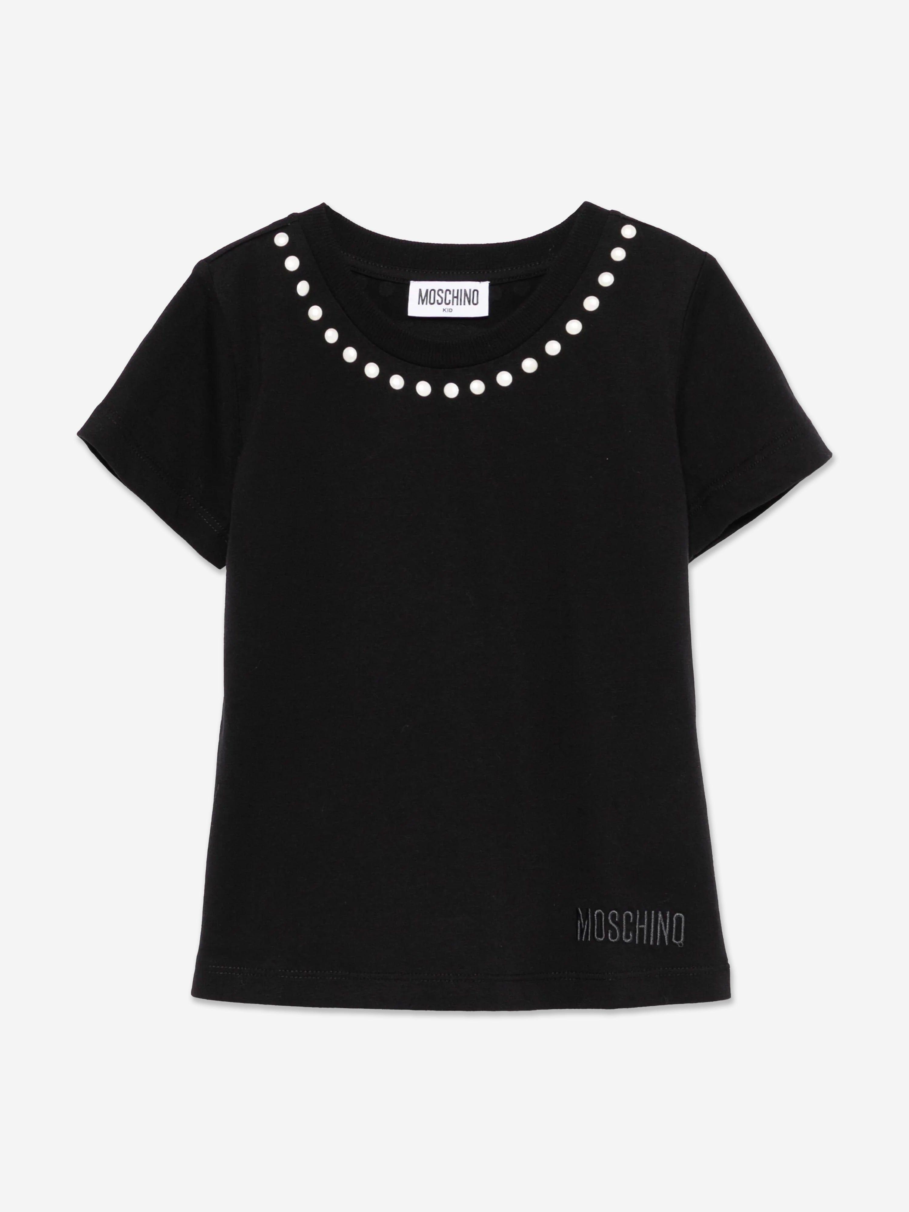 Girls Peace Pearls T-Shirt in Black