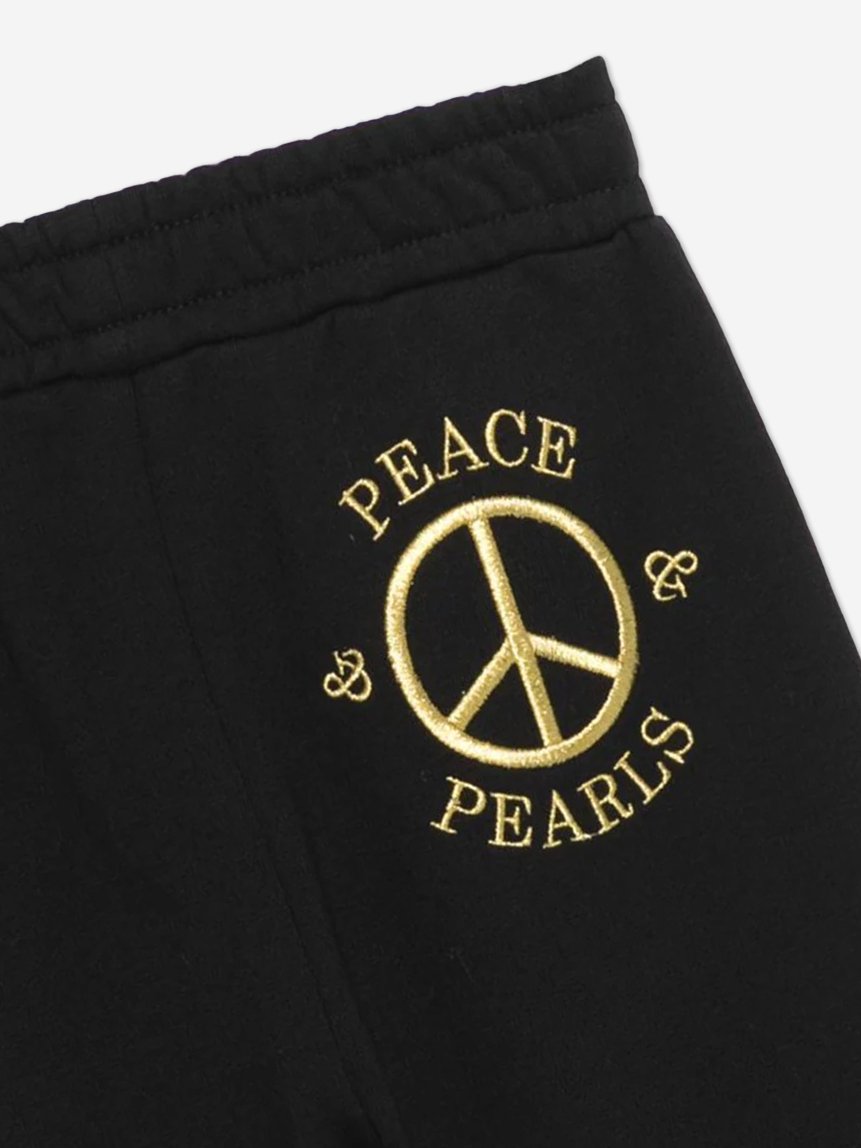 Girls Peace Pearls Joggers in Black