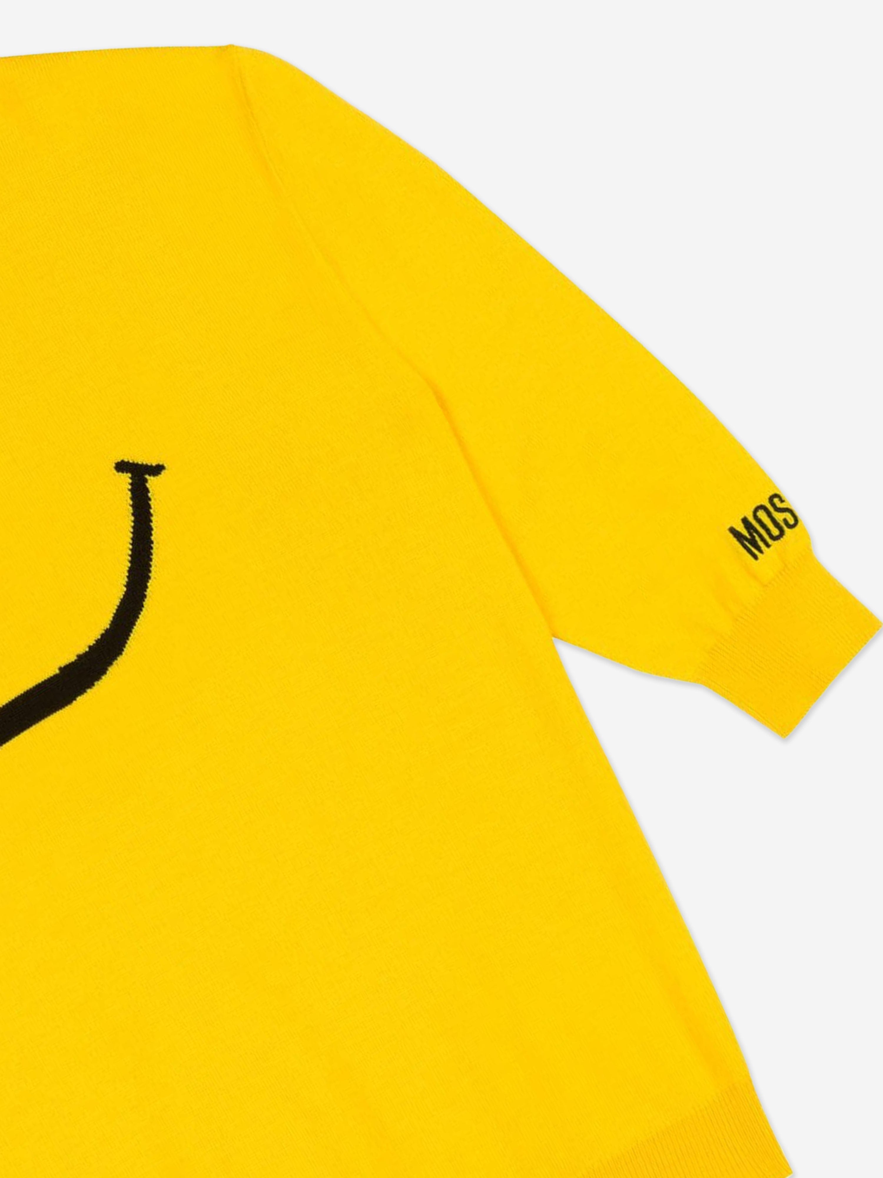 Girls Smiley Face Knitted Dress in Yellow