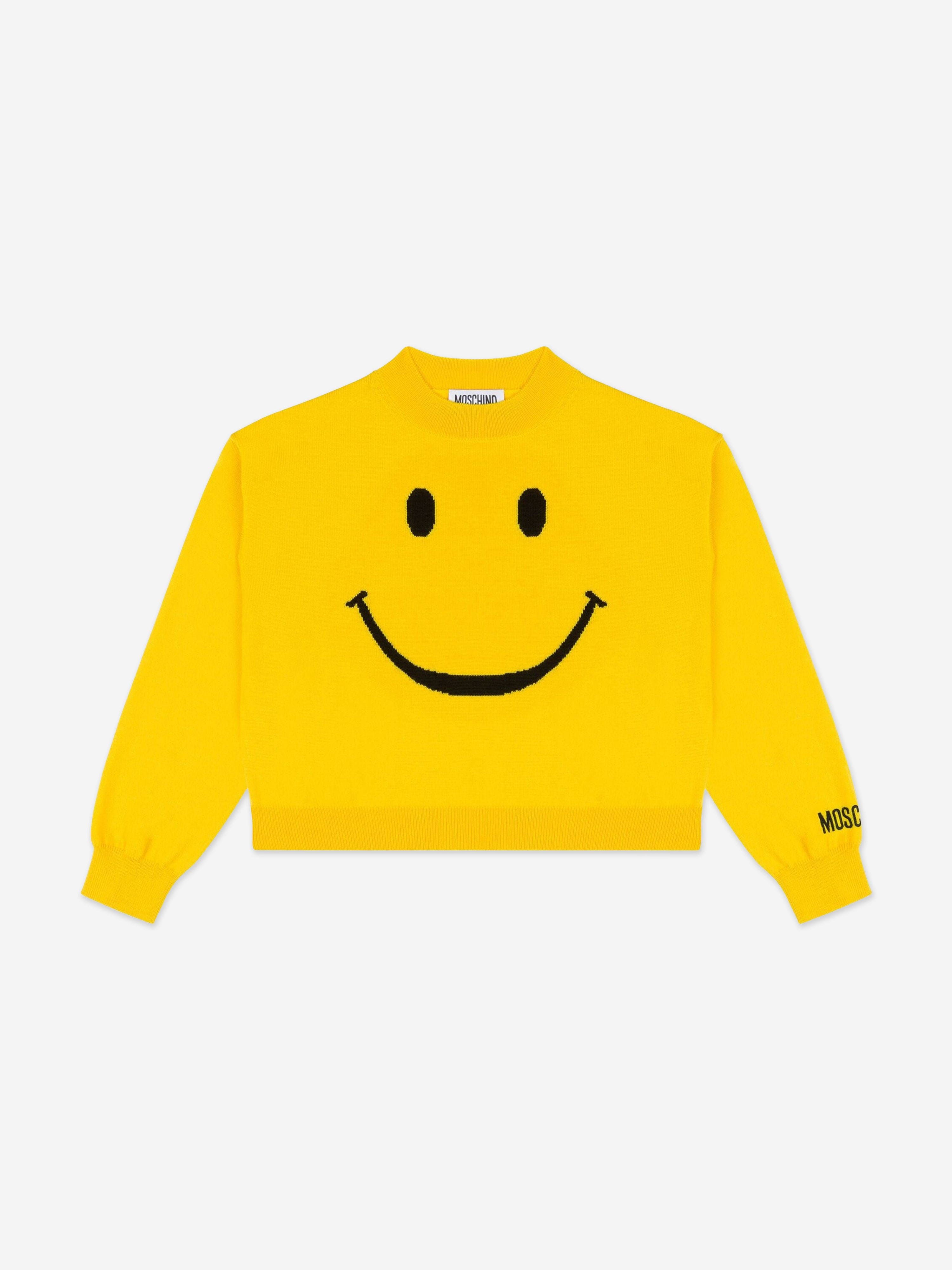 Kids Wool Smiley Face Jumper in Yellow
