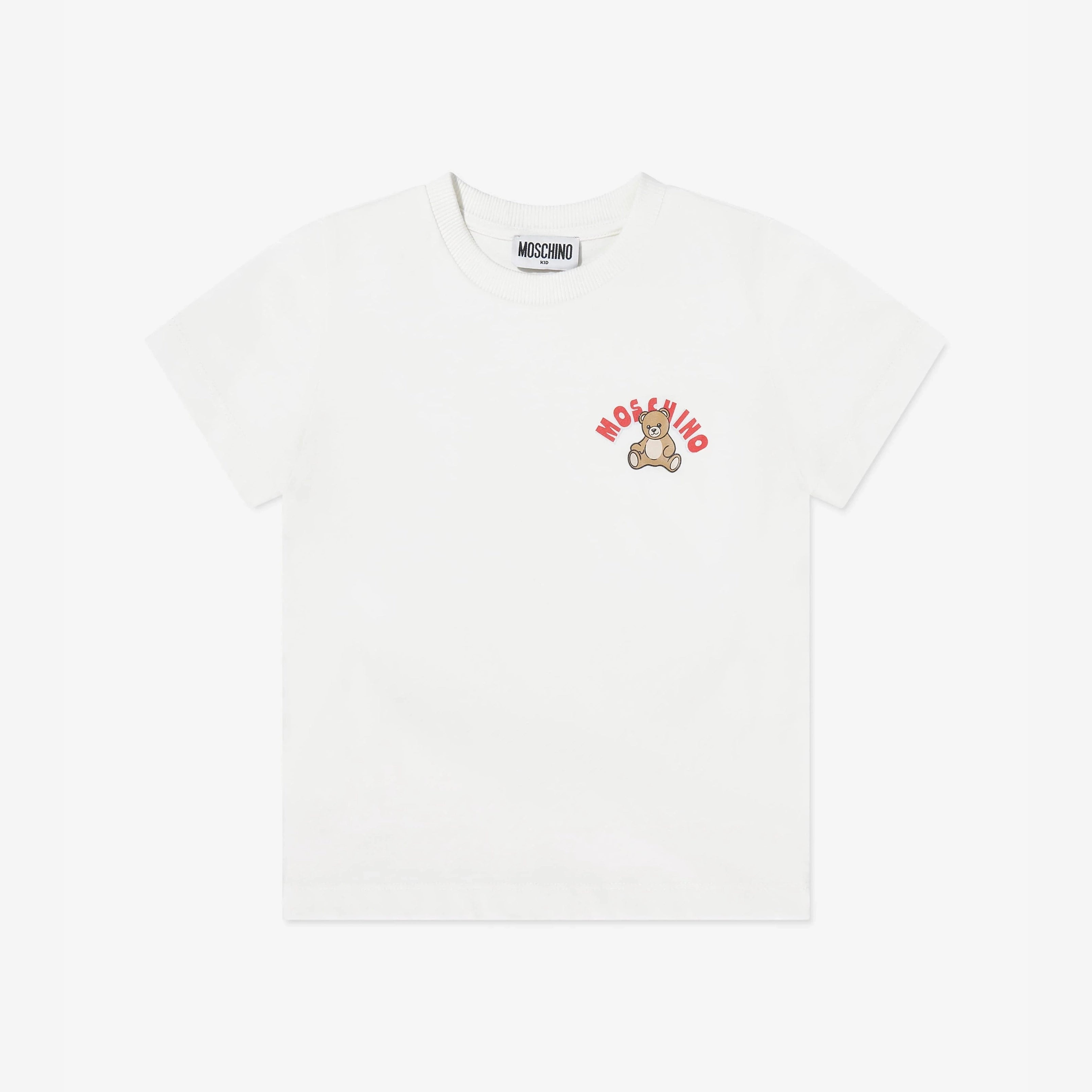 Boys & Girls White Bear Printed Cotton T-Shirt