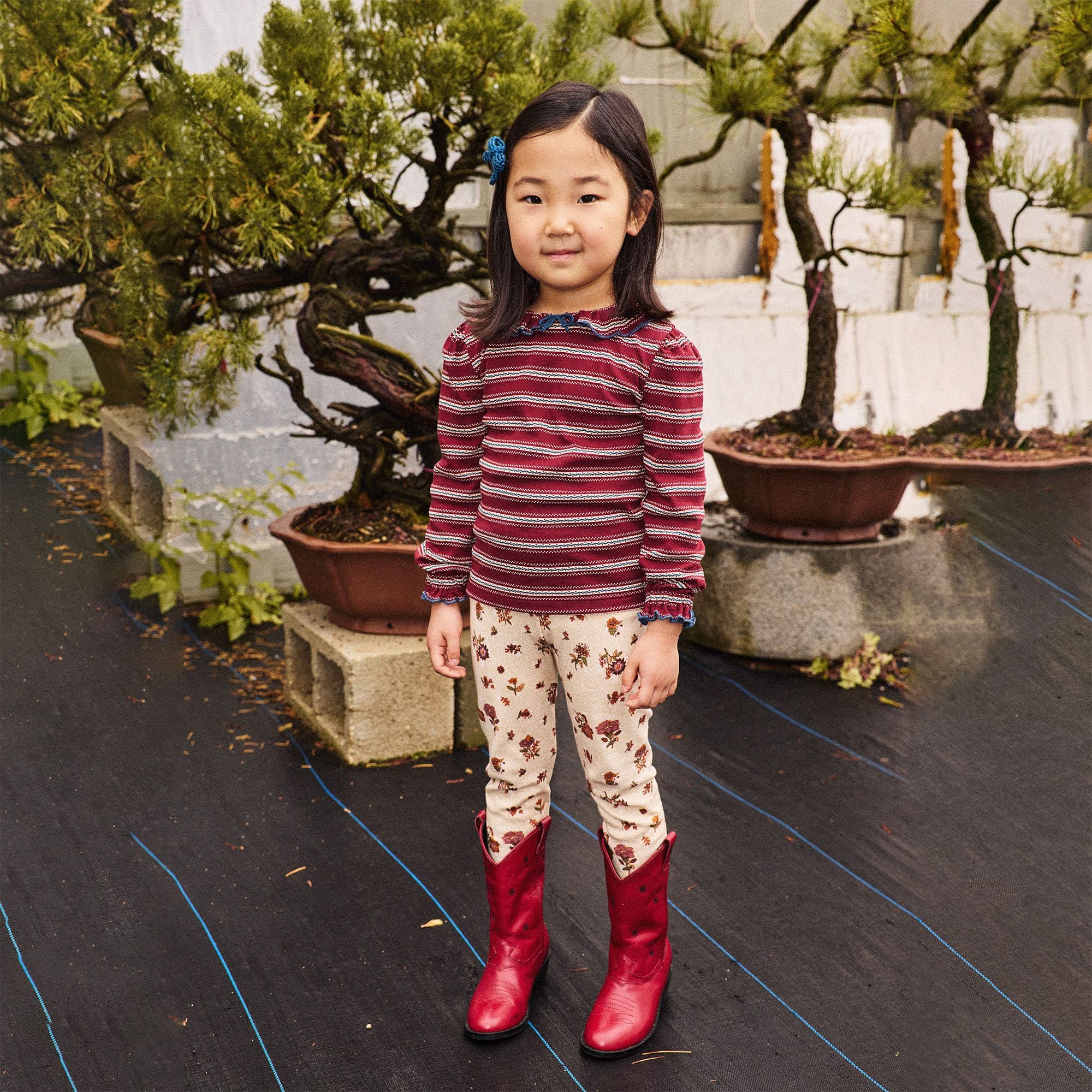 Girls Red Stripes Cotton Top