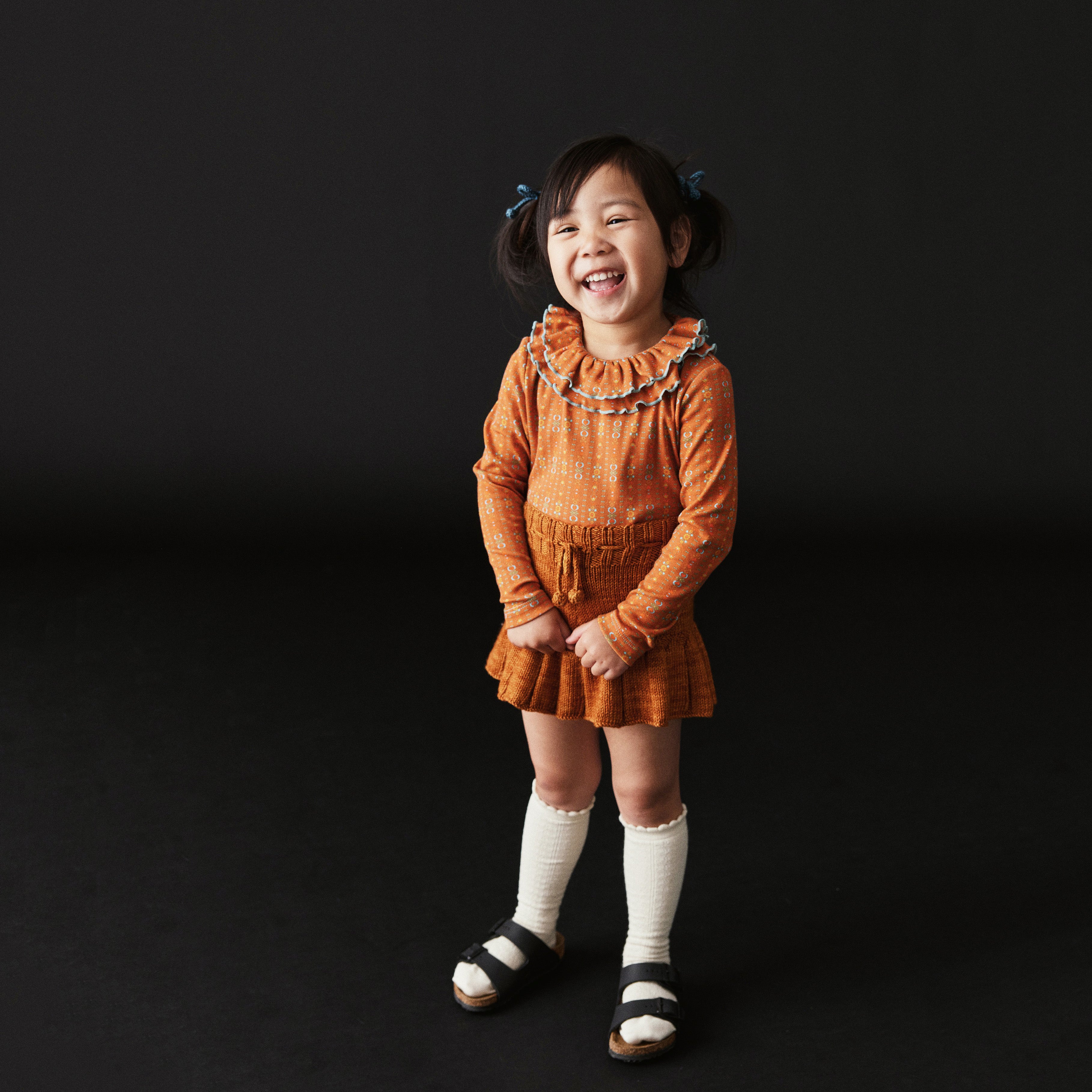 Girls Caramel Wool Skirt