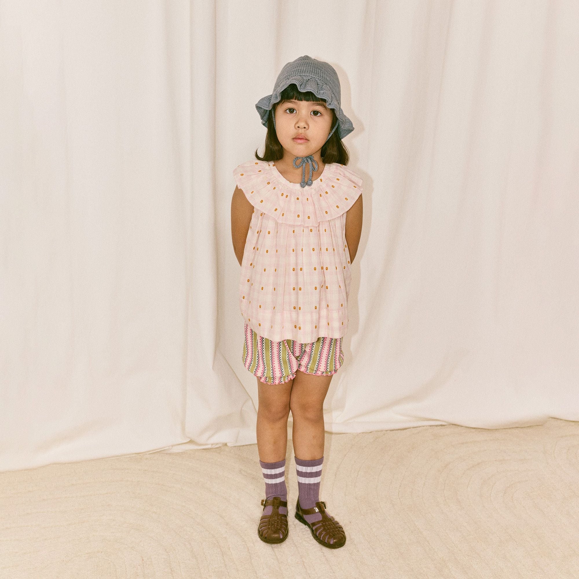 Girls Light Pink Floral Cotton Top