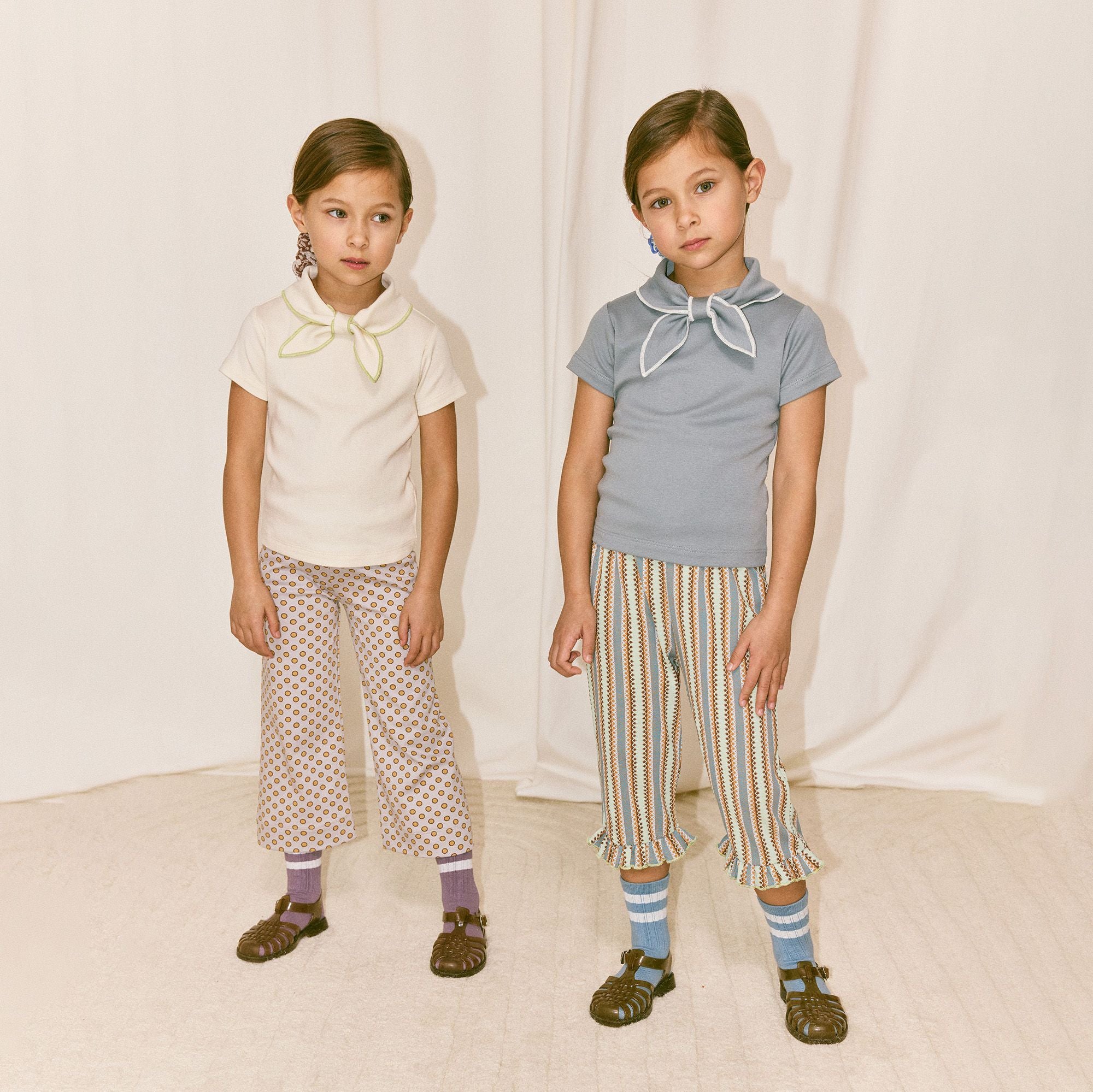 Boys & Girls Mist Blue Bow Cotton T-Shirt