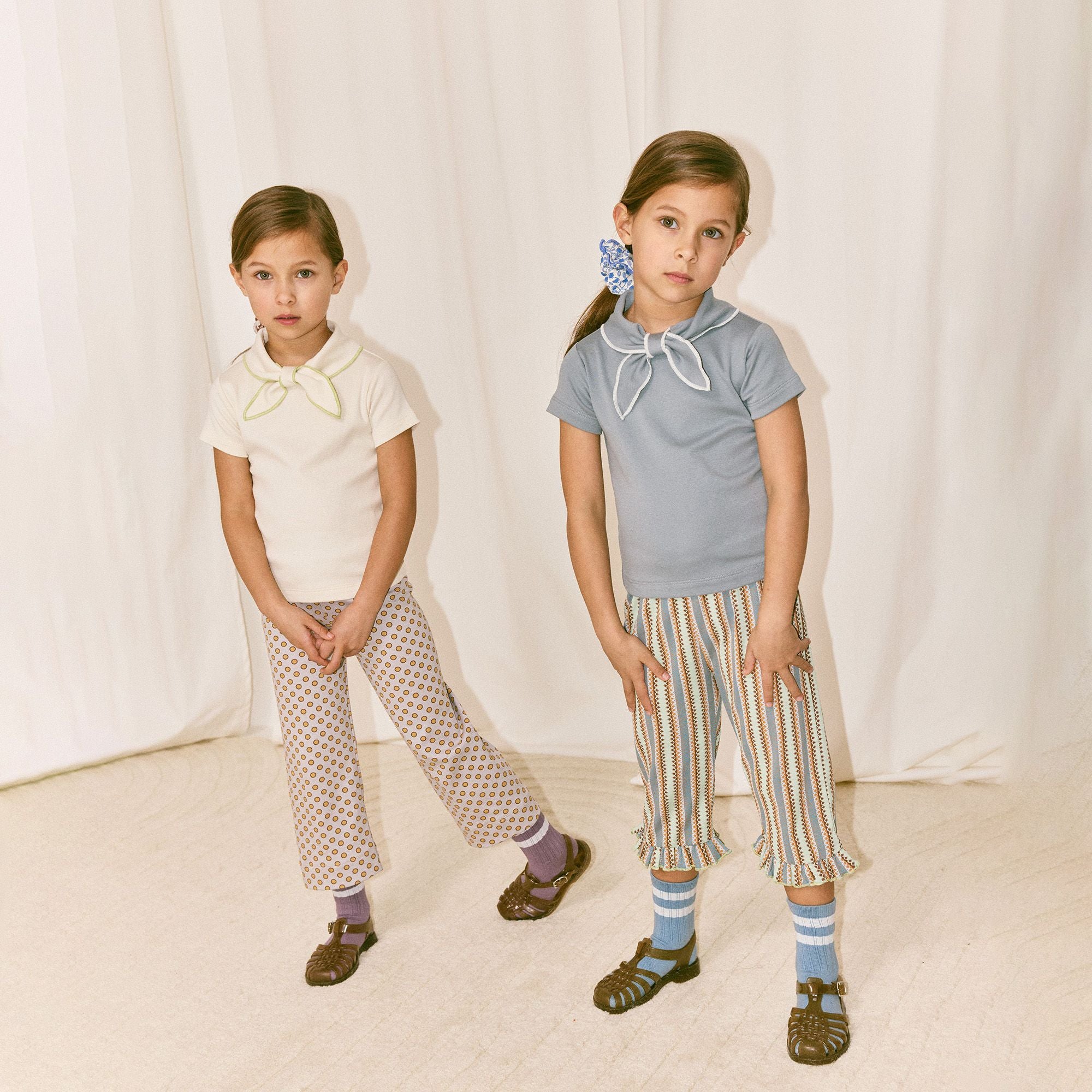 Boys & Girls Mist Blue Bow Cotton T-Shirt