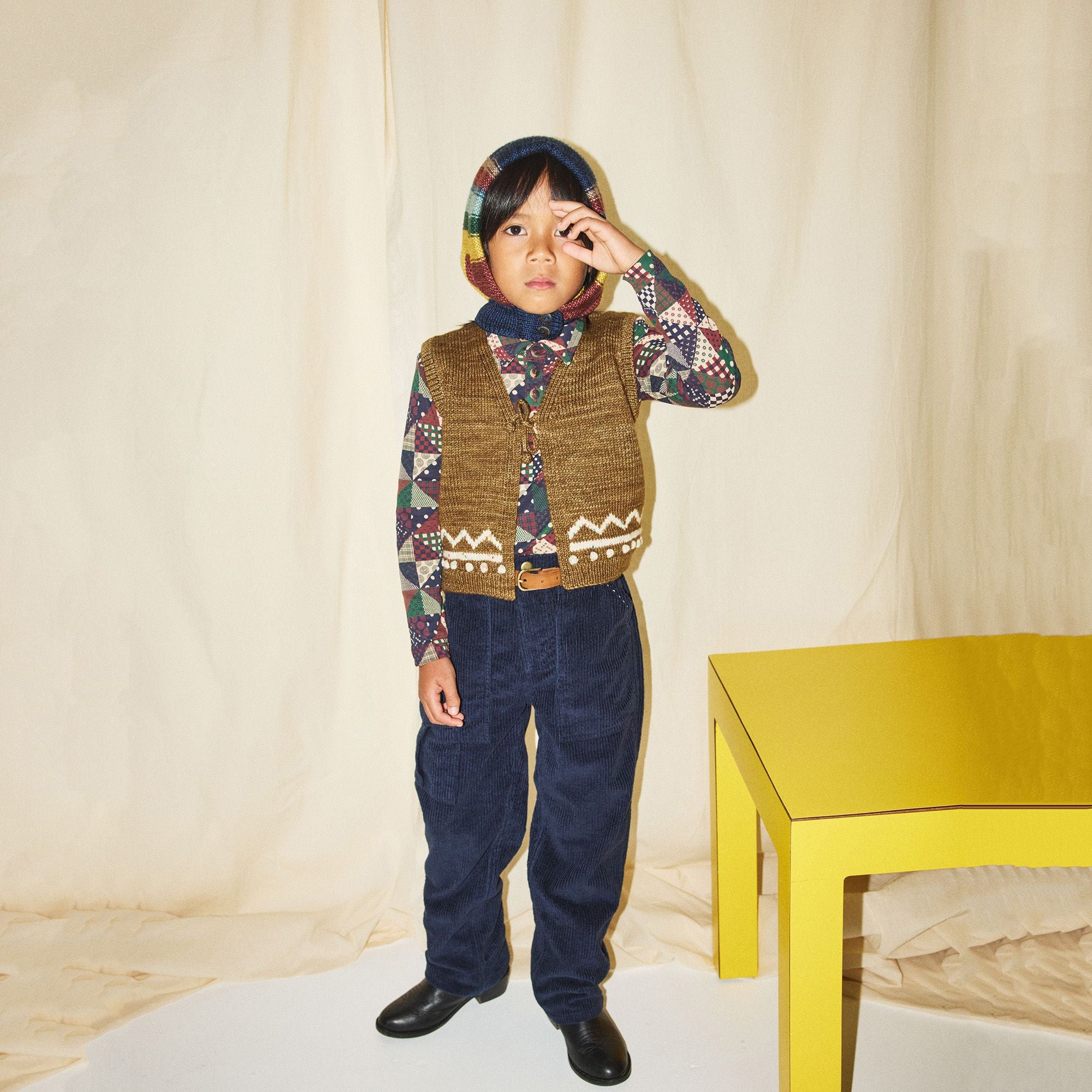 Boys & Girls Brown Knit Wool Gilet